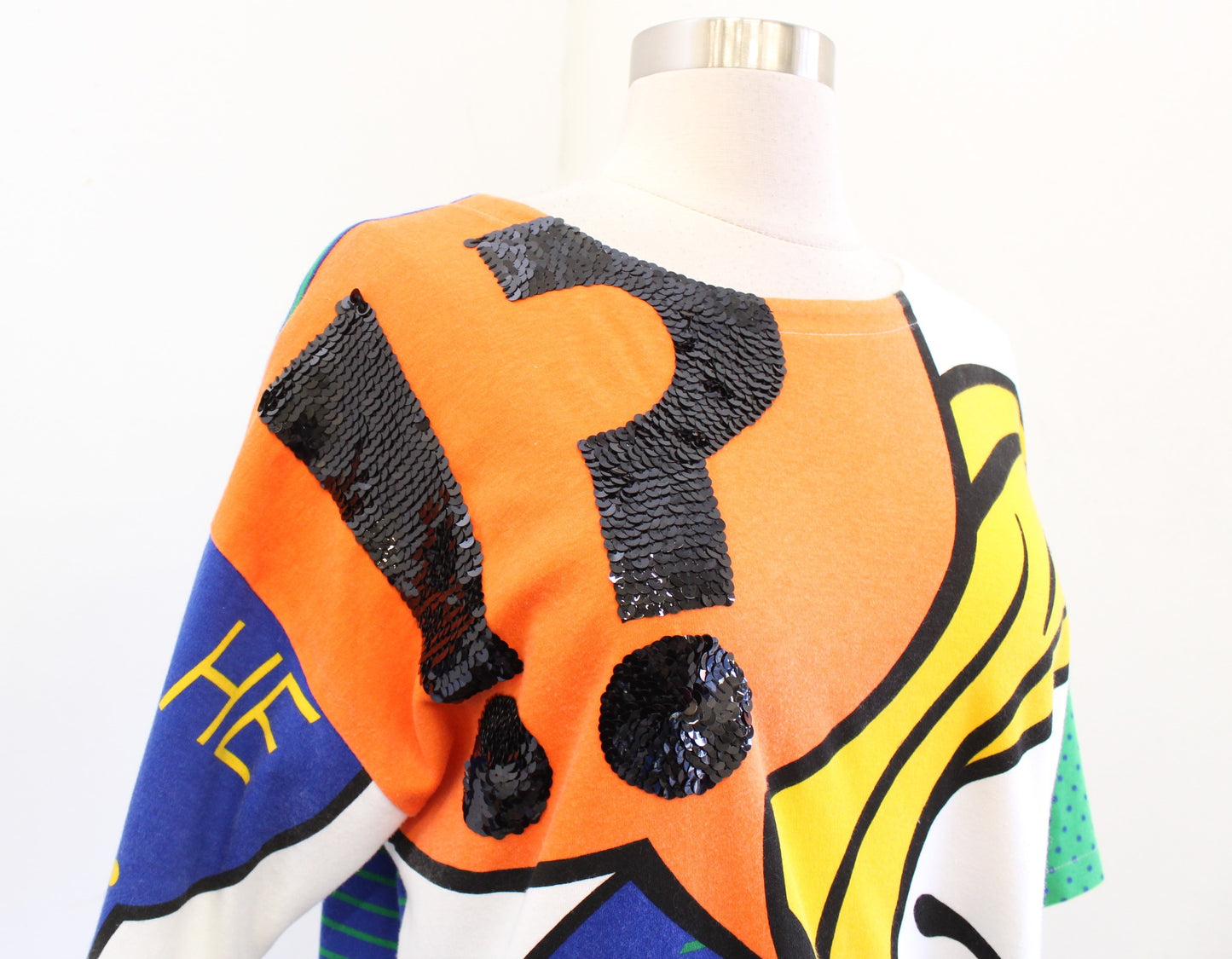 Vtg 90s Pop Art Bold Print T Shirt Top Blouse Size M Art to Wear Retro Unique