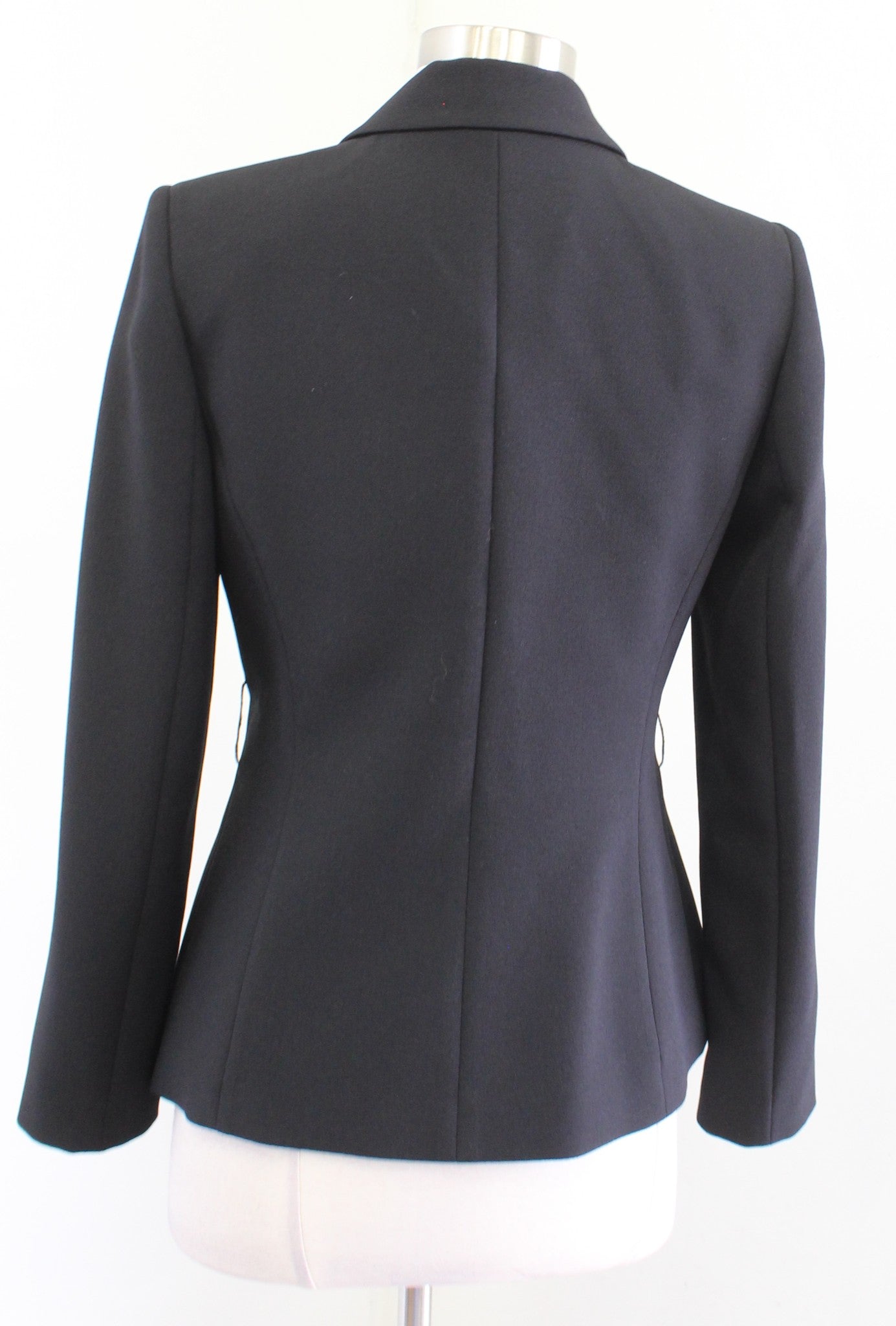 Tahari ASL Levine Solid Black Asymmetrical Hem Faux Wrap Blazer Jacket Size 2