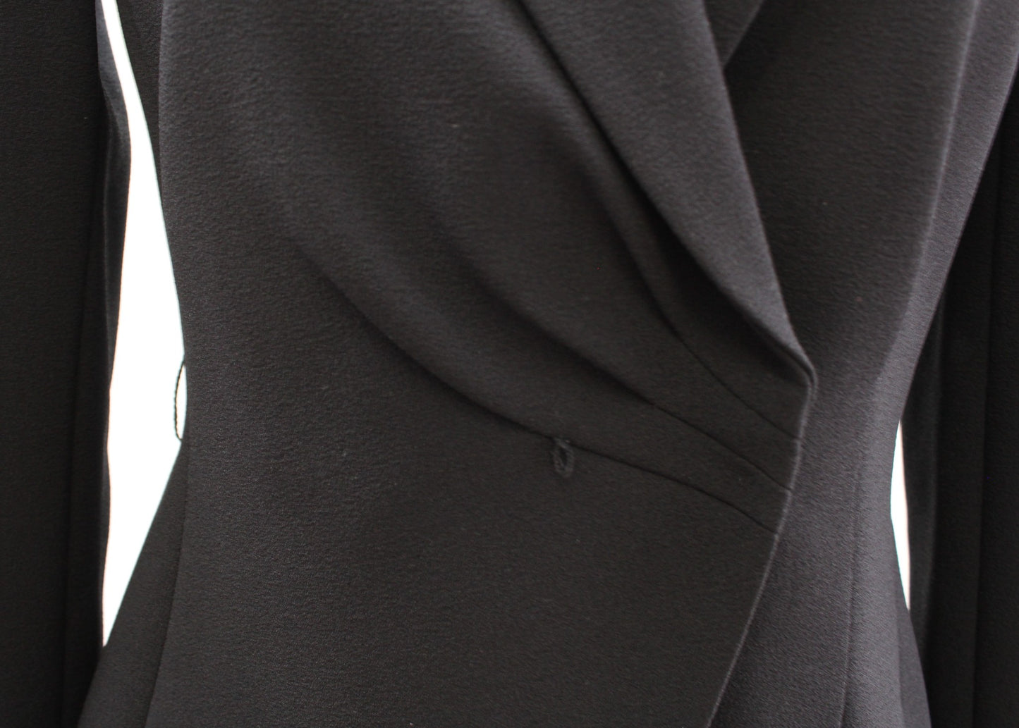 Tahari ASL Levine Solid Black Asymmetrical Hem Faux Wrap Blazer Jacket Size 2