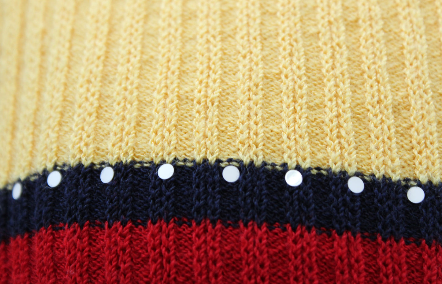 Vtg St John Sport Red Yellow Navy Striped Dot Knit Cropped Sweater Top Size M