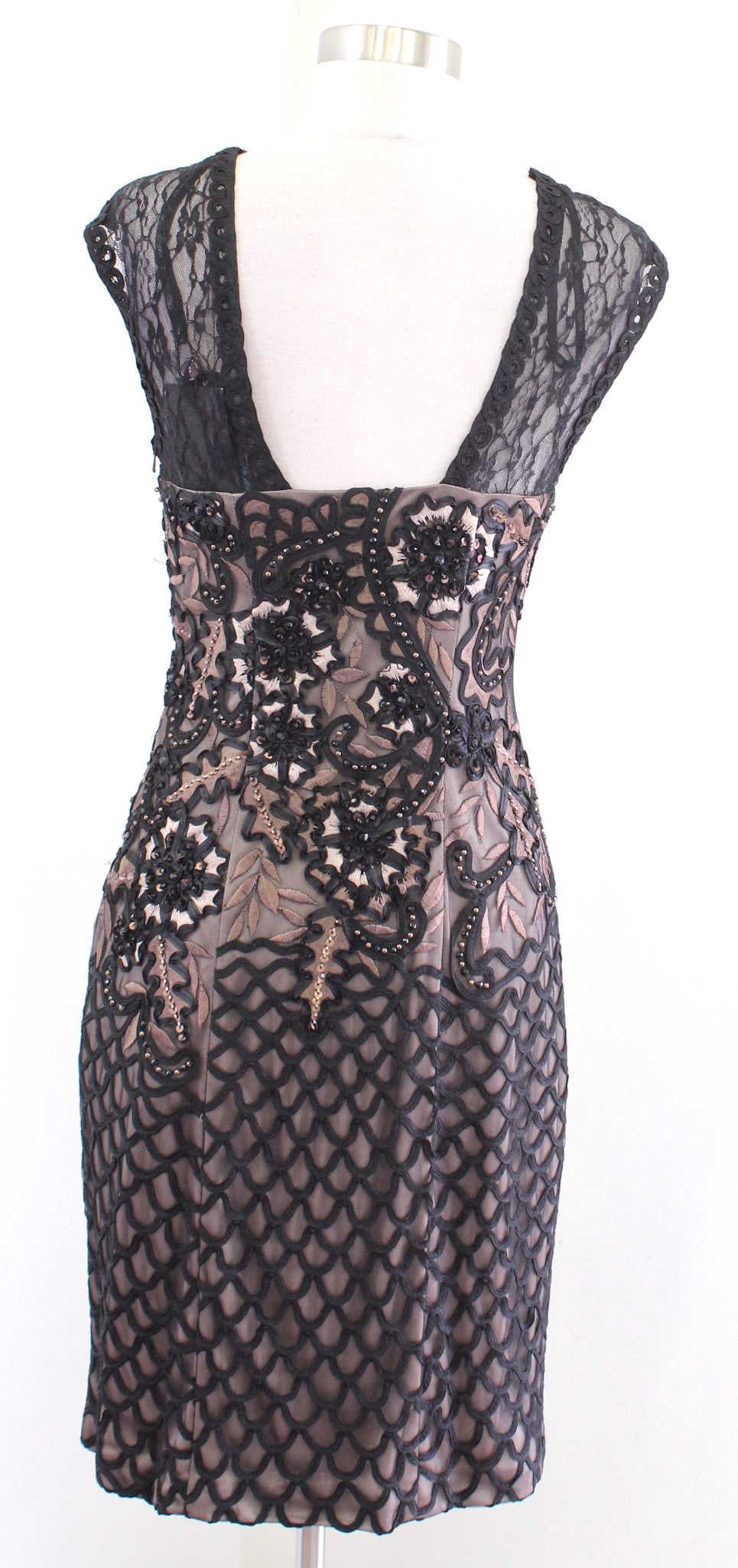 NWT Sue Wong Nocturne Black Embroidered Lace Sequin Cocktail Party Dress Size 2