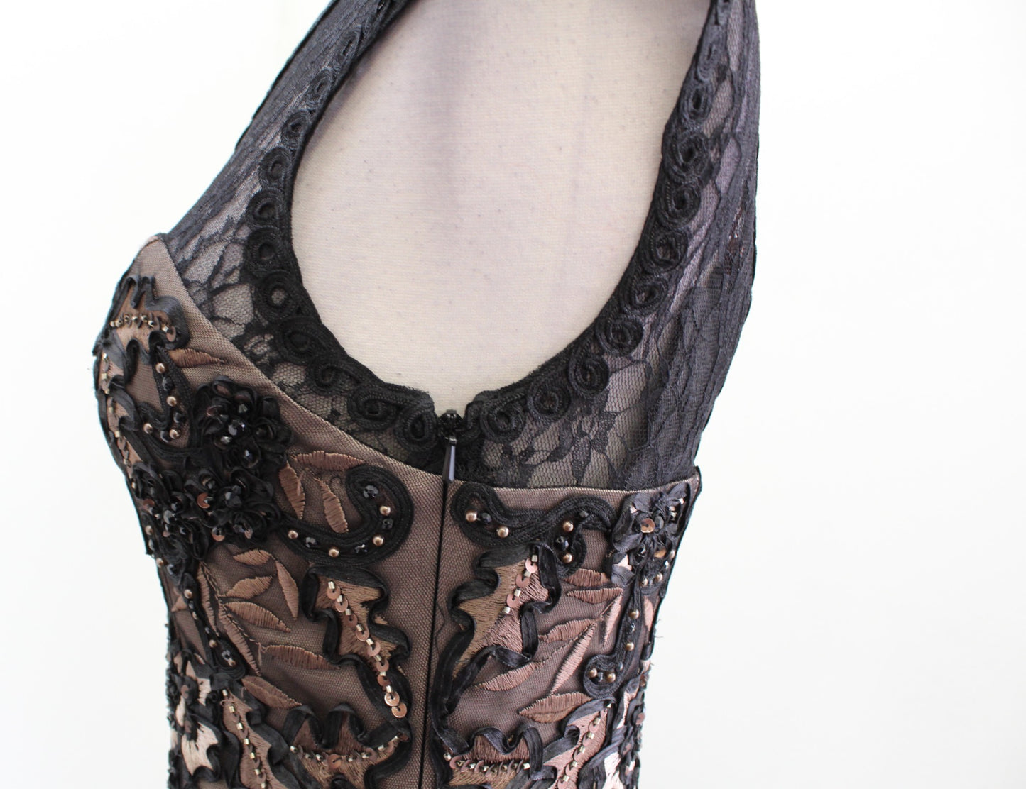 NWT Sue Wong Nocturne Black Embroidered Lace Sequin Cocktail Party Dress Size 2