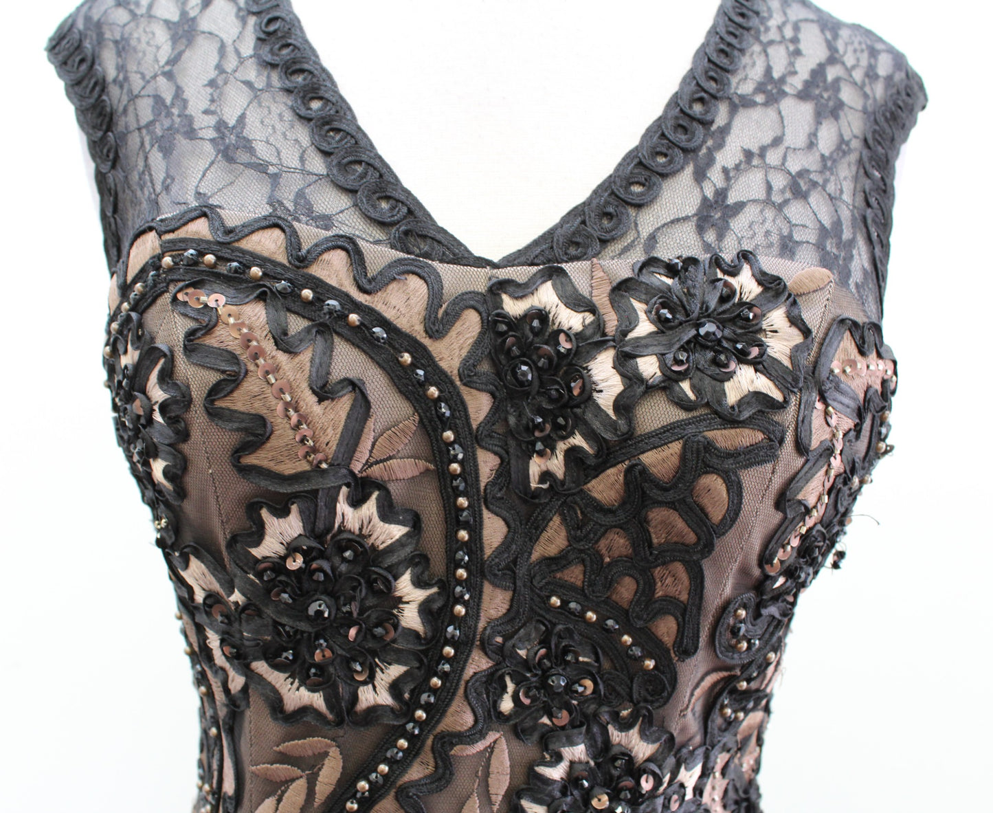 NWT Sue Wong Nocturne Black Embroidered Lace Sequin Cocktail Party Dress Size 2