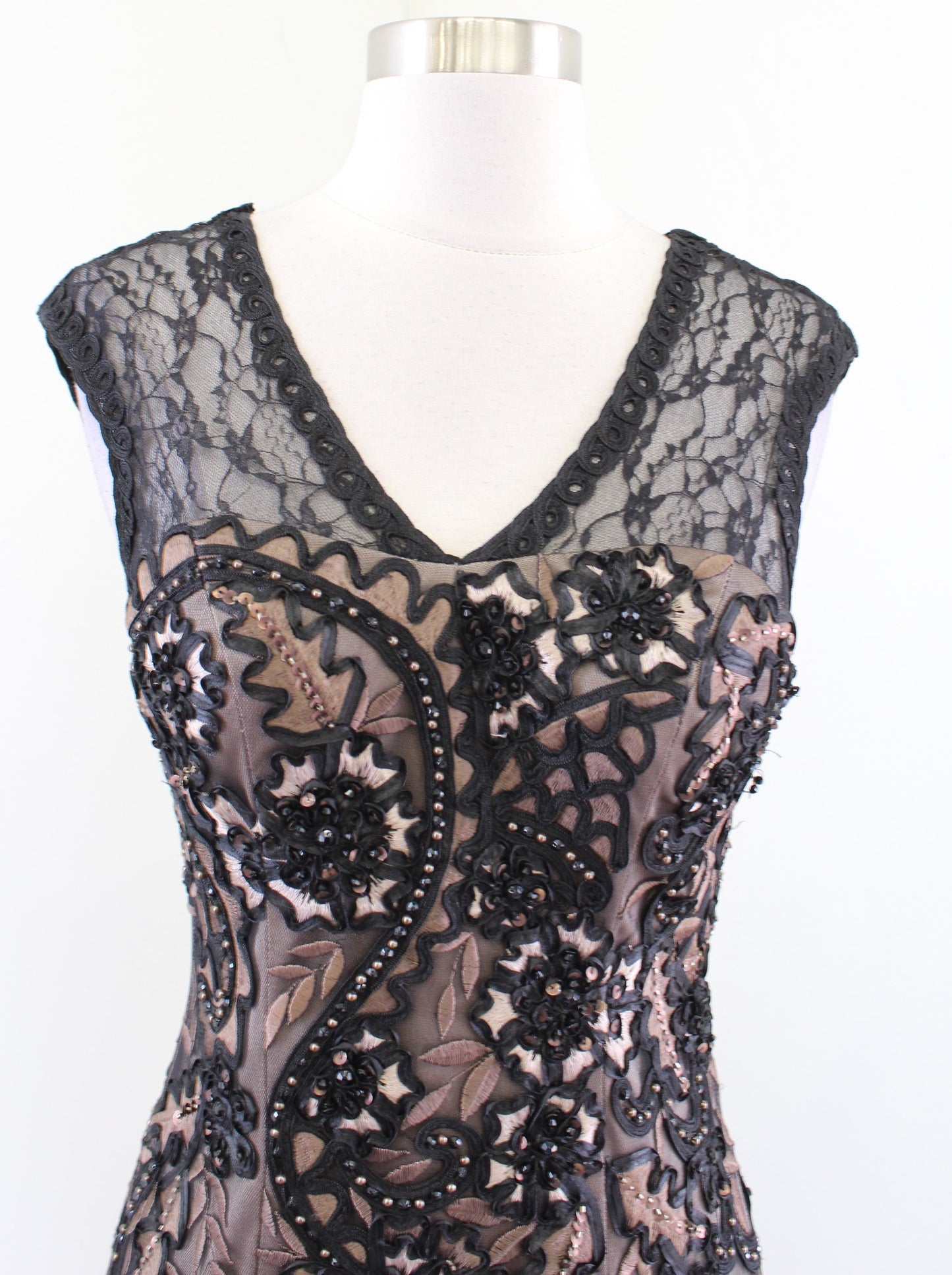NWT Sue Wong Nocturne Black Embroidered Lace Sequin Cocktail Party Dress Size 2
