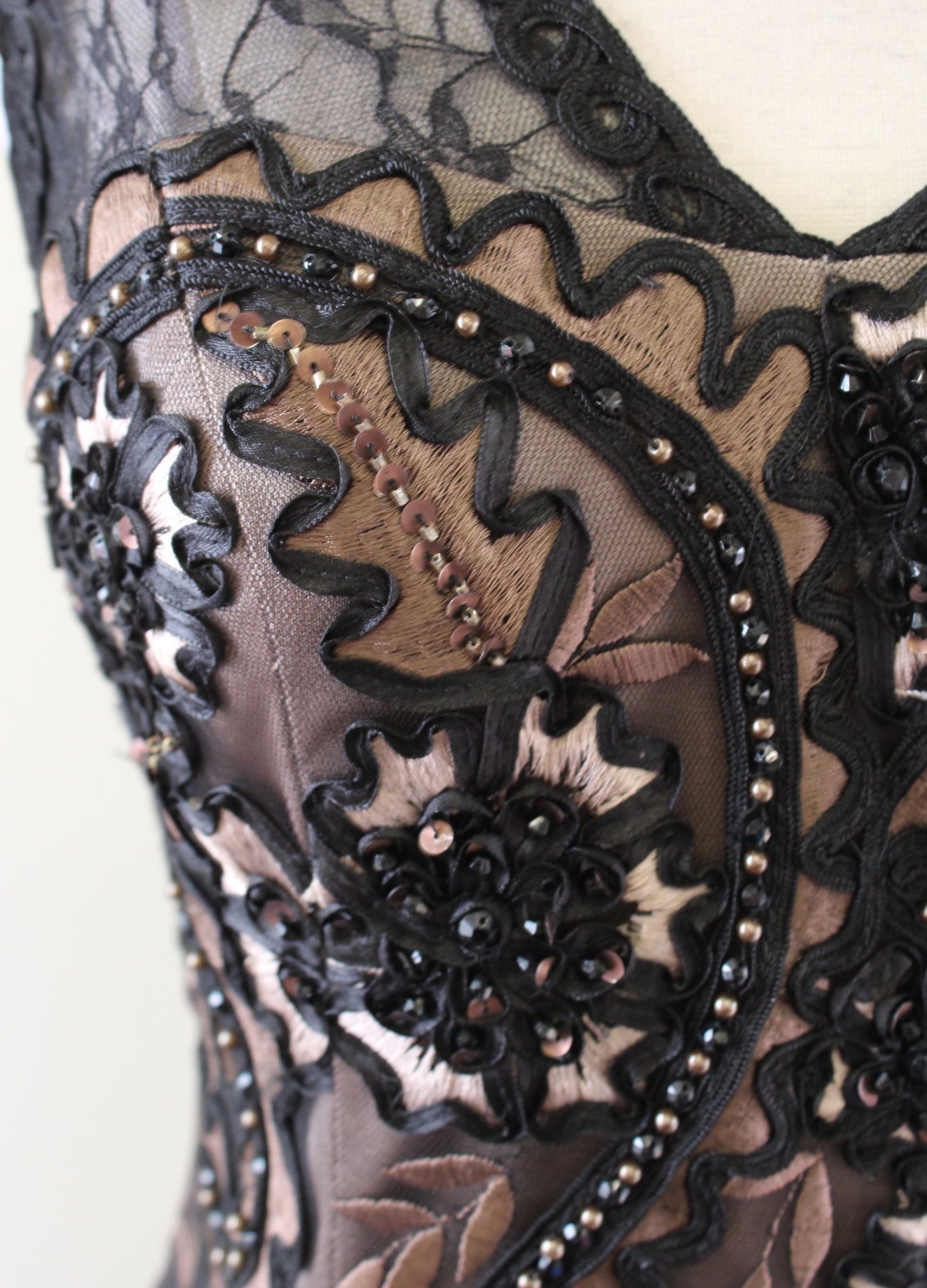 NWT Sue Wong Nocturne Black Embroidered Lace Sequin Cocktail Party Dress Size 2