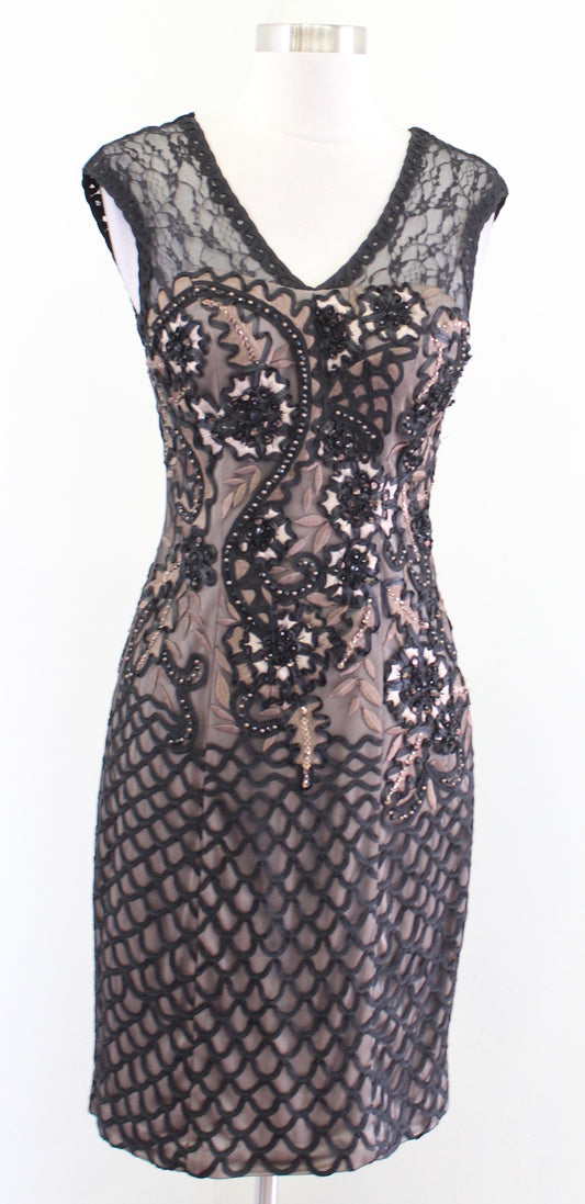 NWT Sue Wong Nocturne Black Embroidered Lace Sequin Cocktail Party Dress Size 2