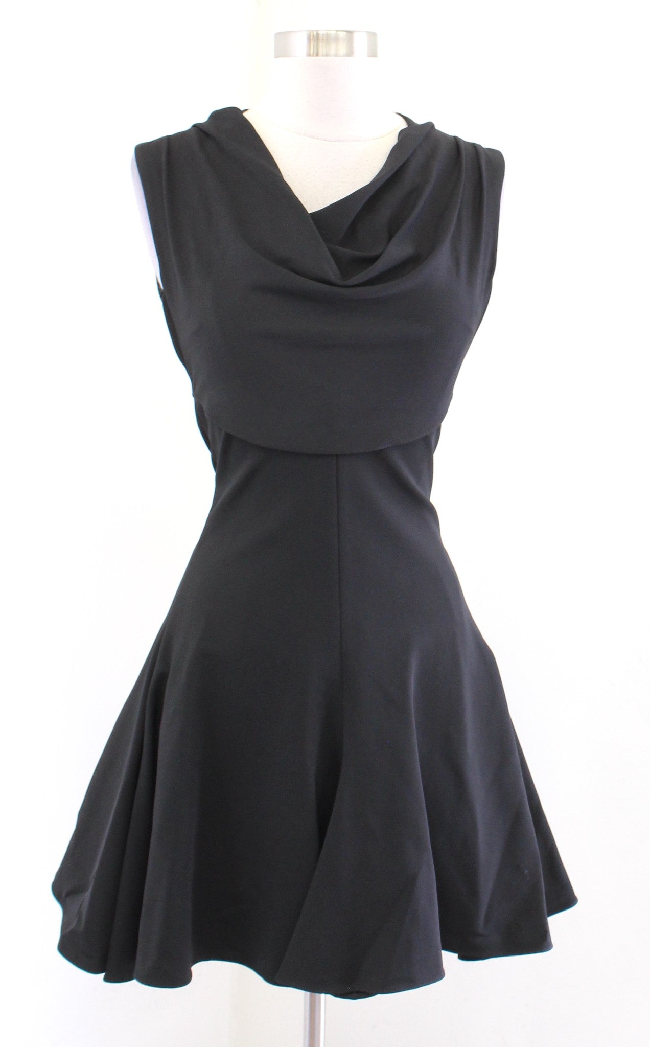 Cushnie Et Ochs Black Cowl Neck Fit and Flare Cocktail Party Mini Dress Size 0