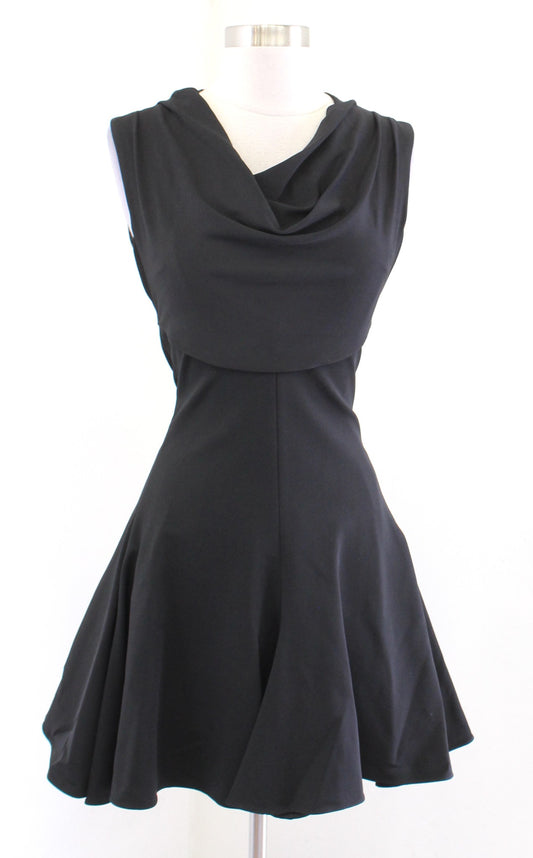 Cushnie Et Ochs Black Cowl Neck Fit and Flare Cocktail Party Mini Dress Size 0
