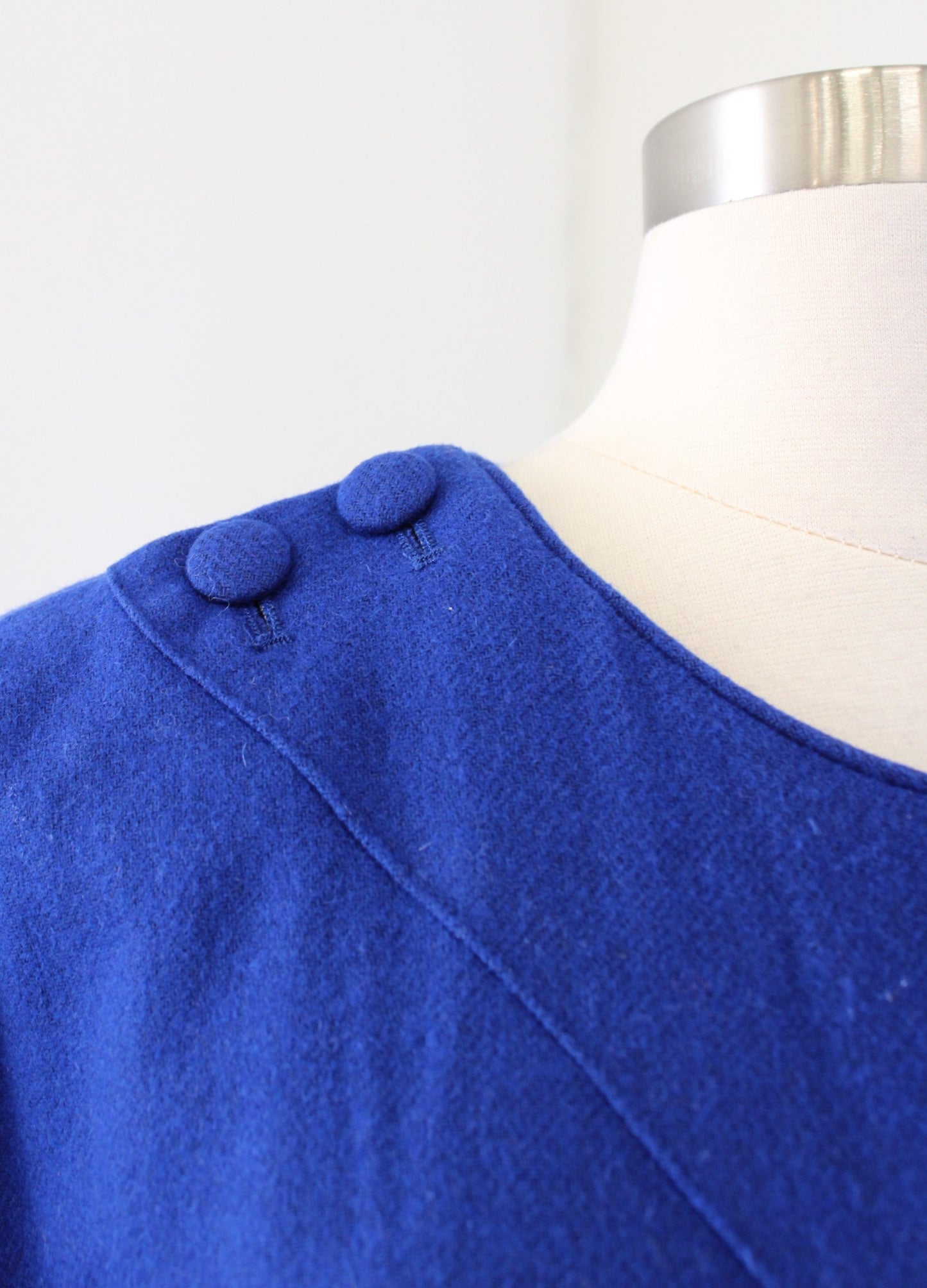 Lil Anthropologie Cobalt Blue Button Duo Tie Waist Wool Blend Dress Size 4