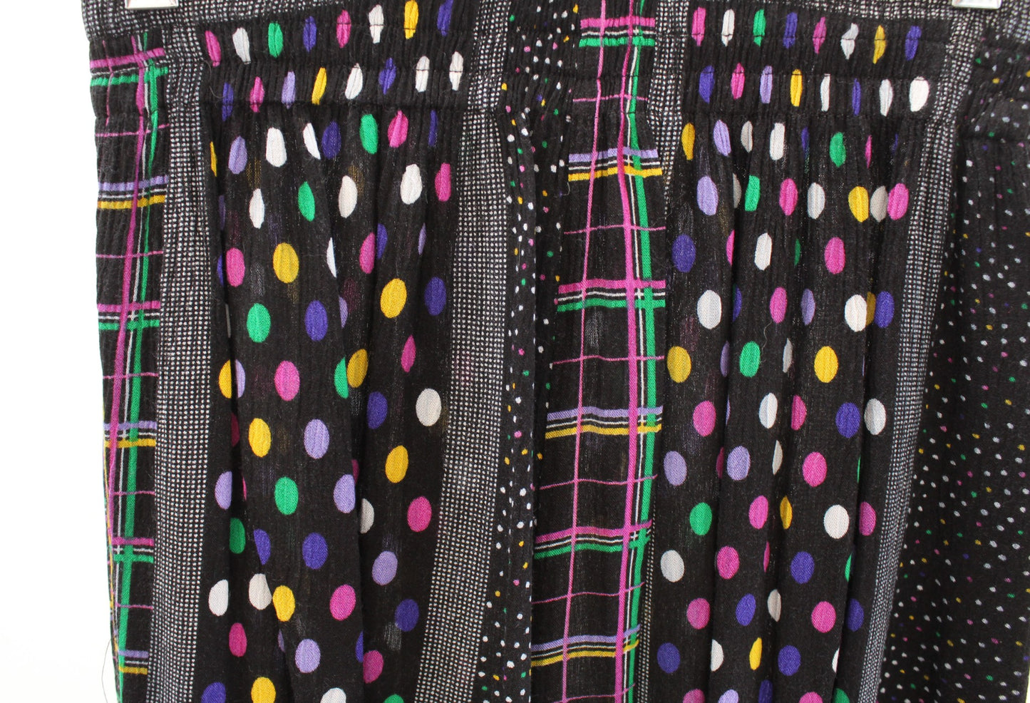 Vtg 90s Black Colorful Polka Dot Striped High Waisted Retro Shorts sz M Pull On