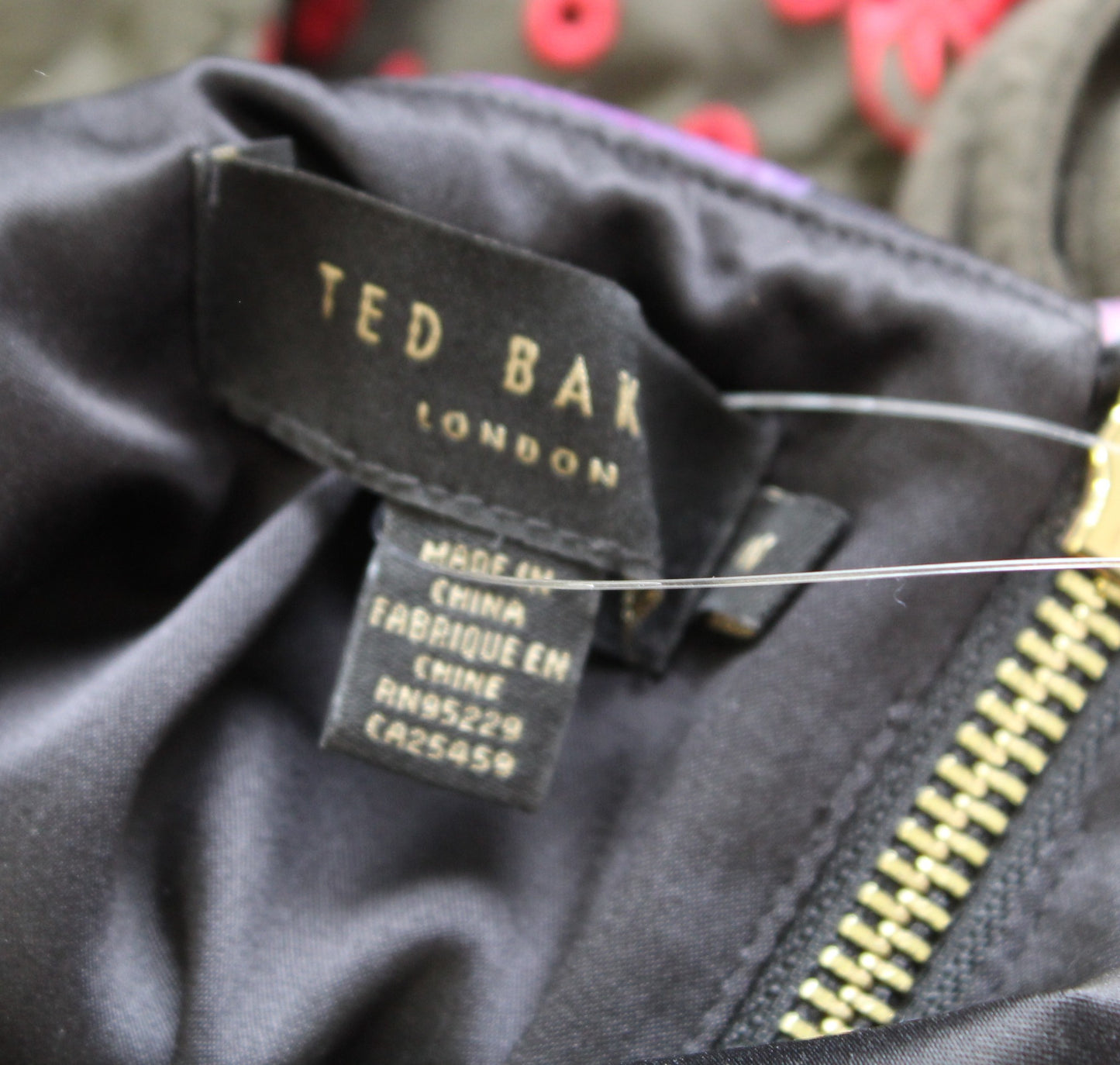 Ted Baker Deony Black Colorful Floral Bodycon Scuba Midi Dress Sz 2 Buckle Strap