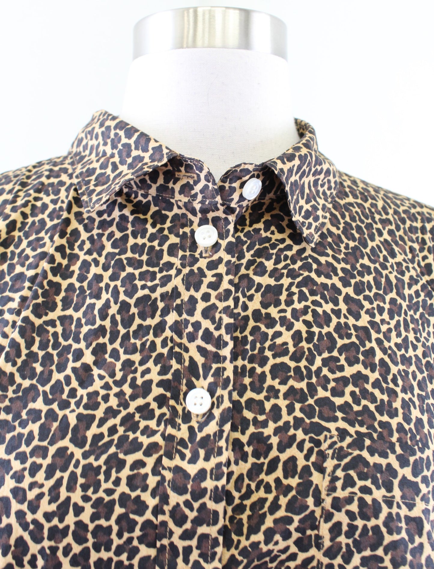 NWT J Crew Factory Leopard Print Signature Fit Button Up Shirt Blouse Size L