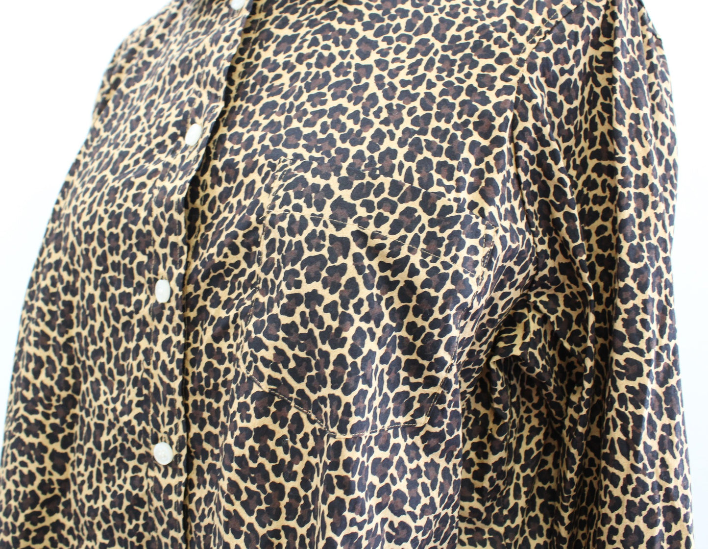 NWT J Crew Factory Leopard Print Signature Fit Button Up Shirt Blouse Size L