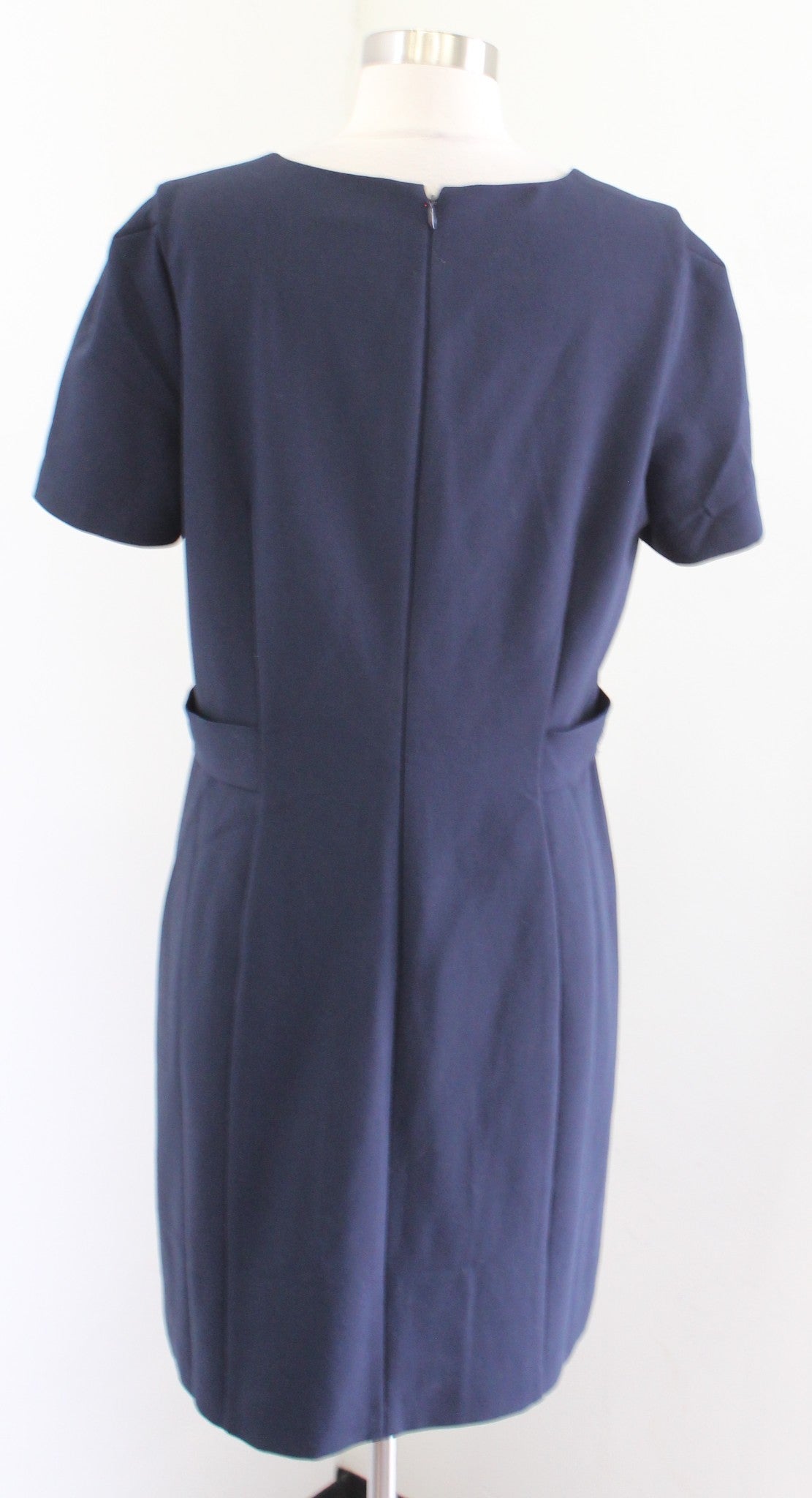 Club Monaco Womens Navy Blue Belted Square Neck Short Sleeve Mini Dress Size 12