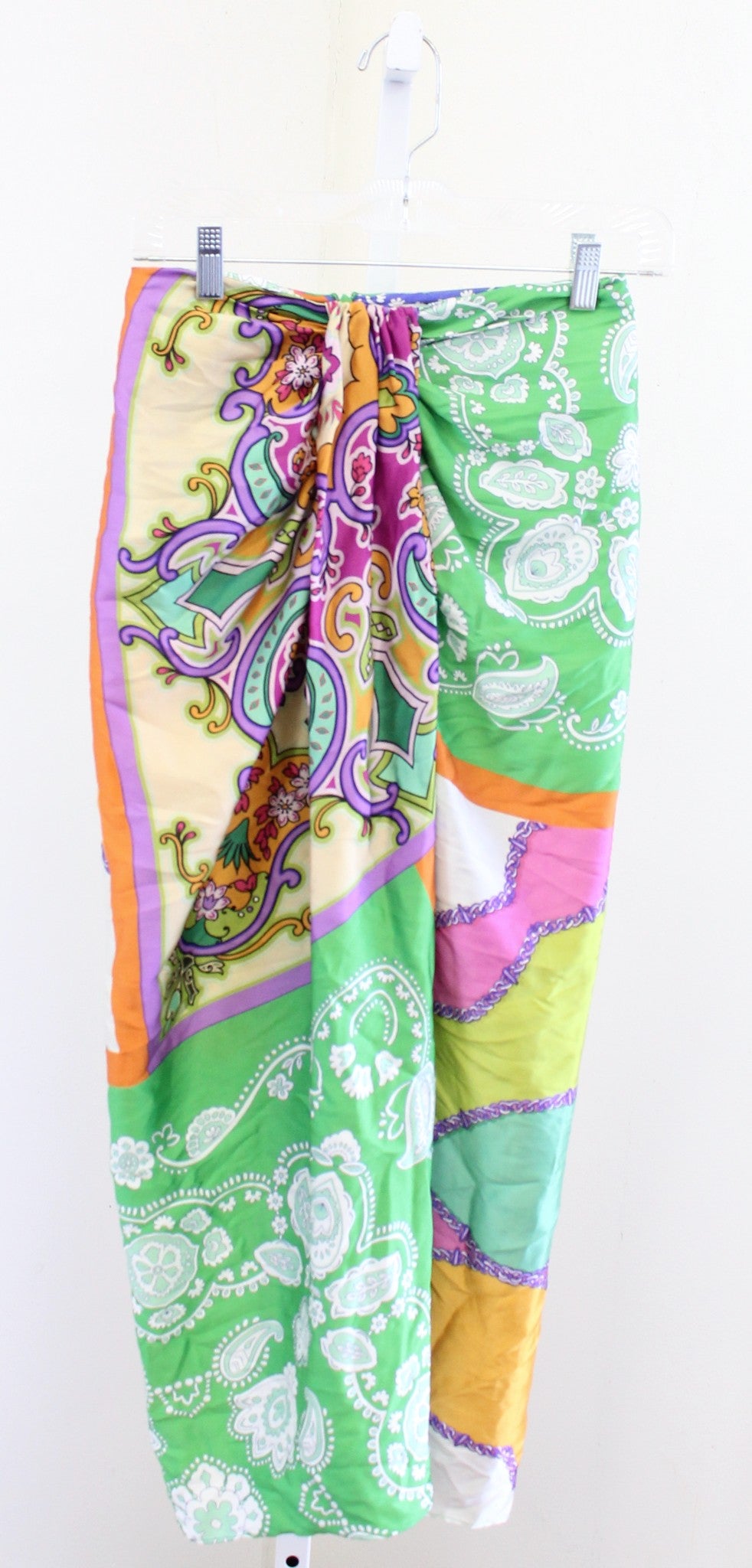 NWT Zara Colorful Paisley Print Knot Twist Midi Skirt Size XS Sarong Style Boho