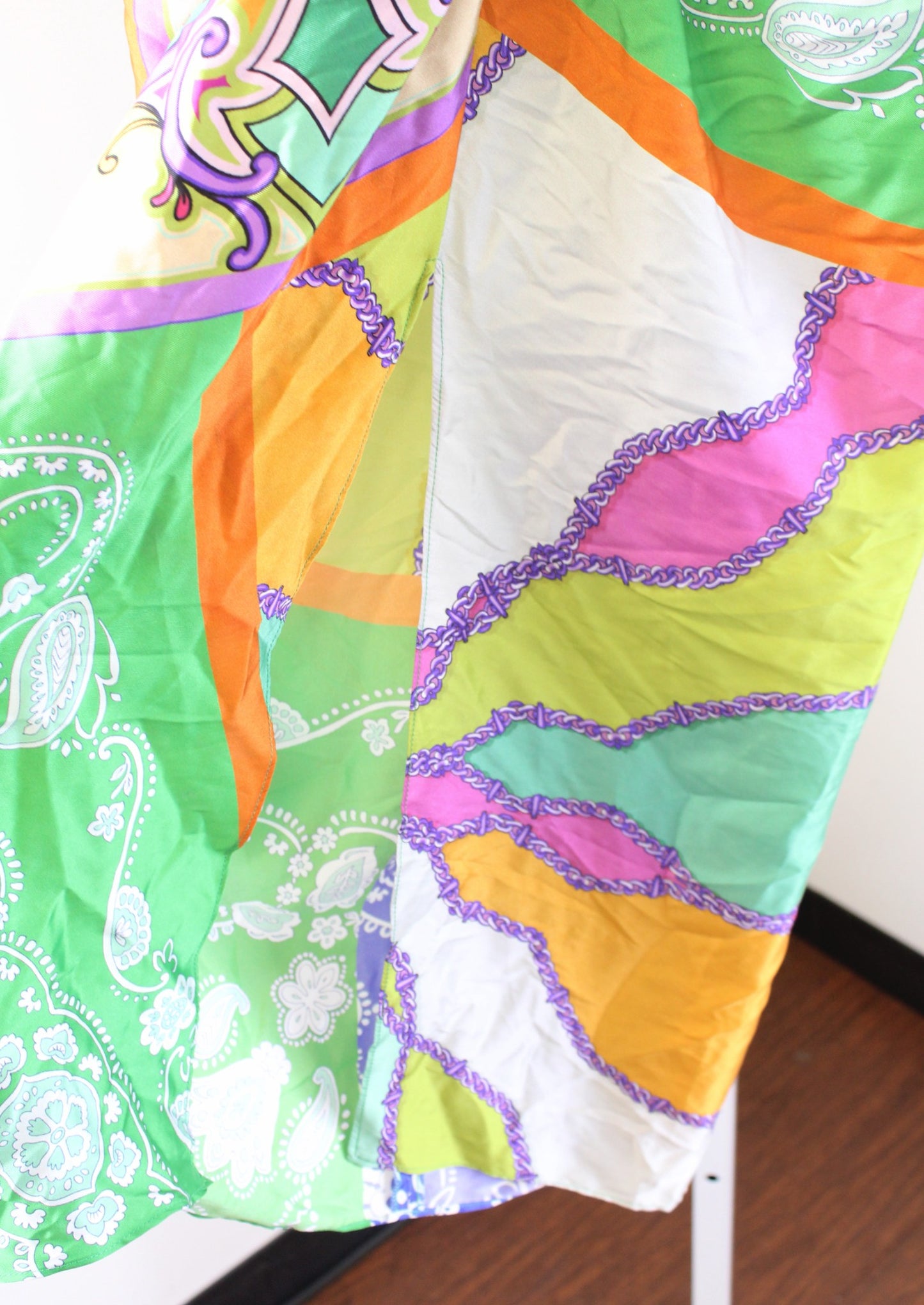 NWT Zara Colorful Paisley Print Knot Twist Midi Skirt Size XS Sarong Style Boho