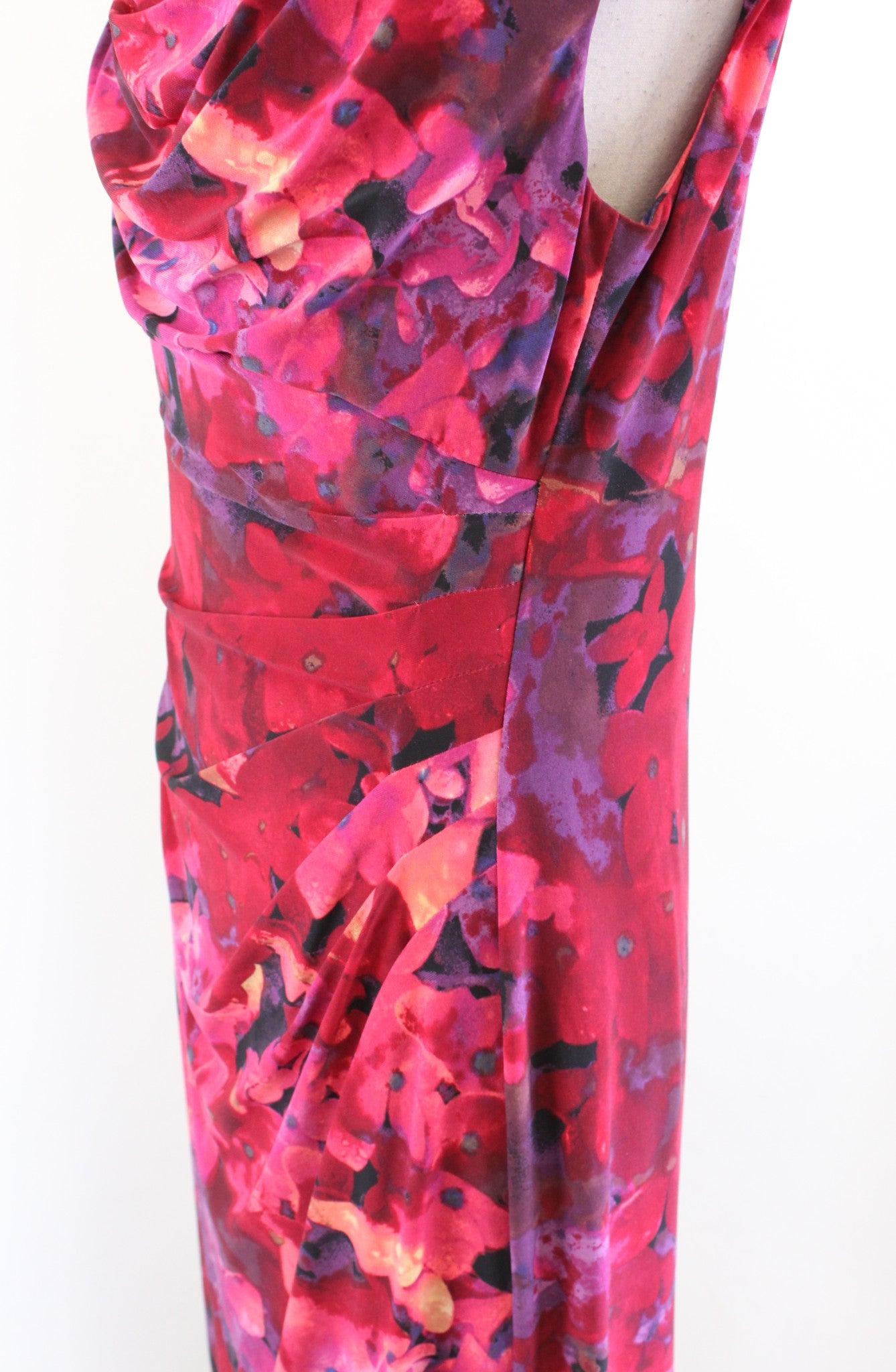 Lauren Ralph Lauren Red Floral Draped Neck Ruched Wiggle Sheath Dress Size 12