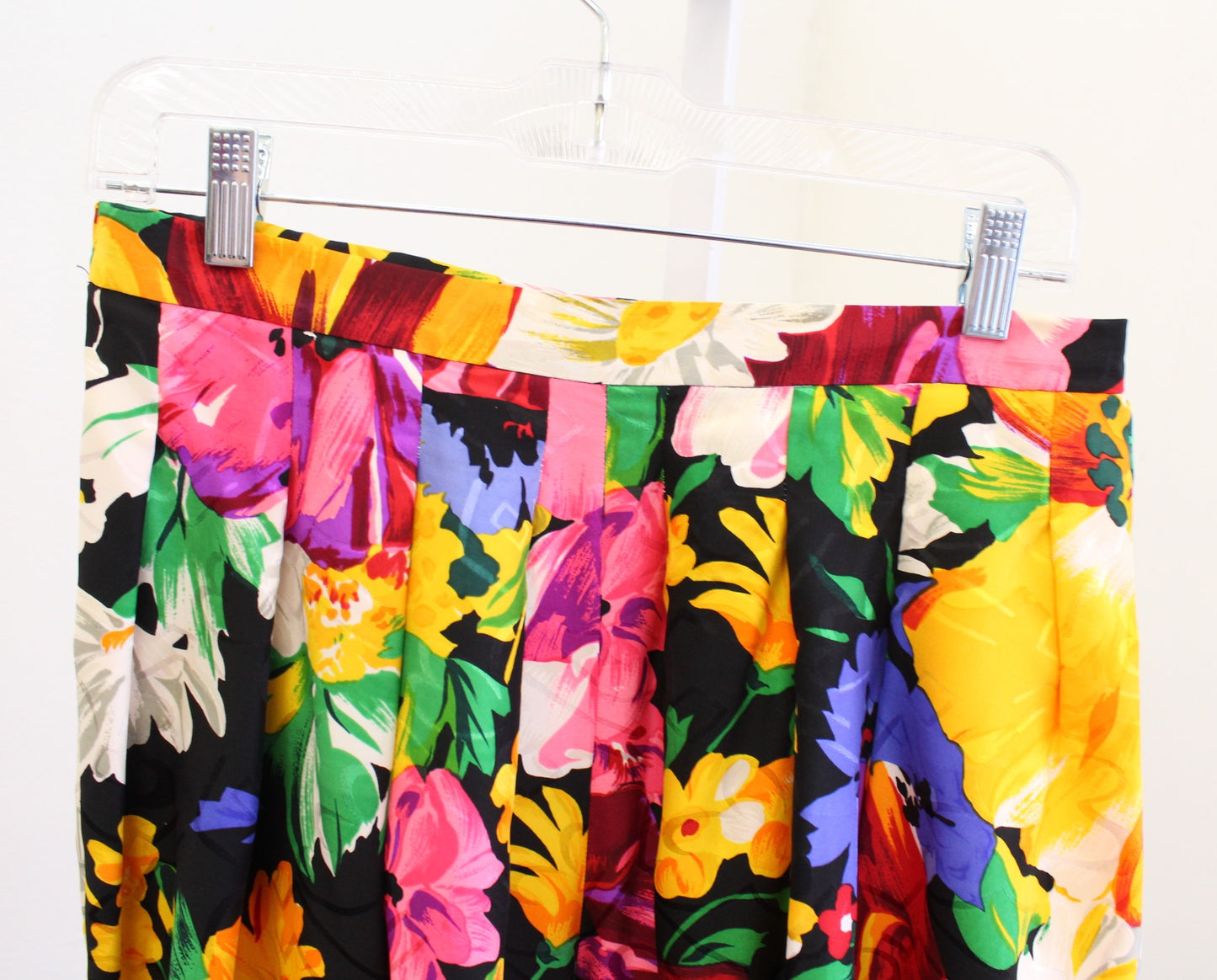 Vtg 80s Raul Blanco Colorful Floral Silk Wide Leg Palazzo Pants Size 12 / M ?