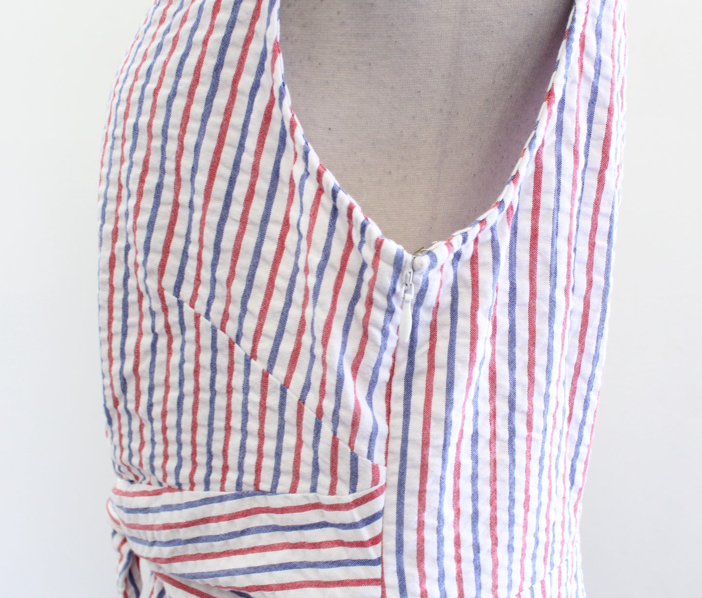 NWT Vineyard Vines Red White Blue Striped Seersucker Tie Waist Dress Size 12