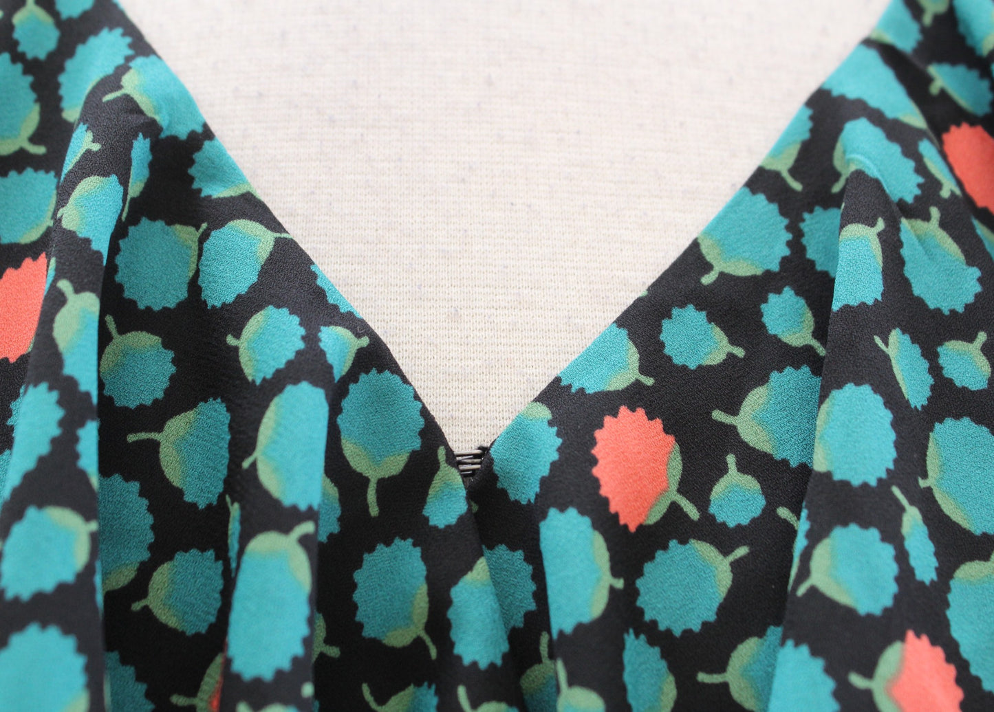 Hd in Paris Anthropologie Black Green Floral Faux Wrap Tie Ruffle Dress Size 4