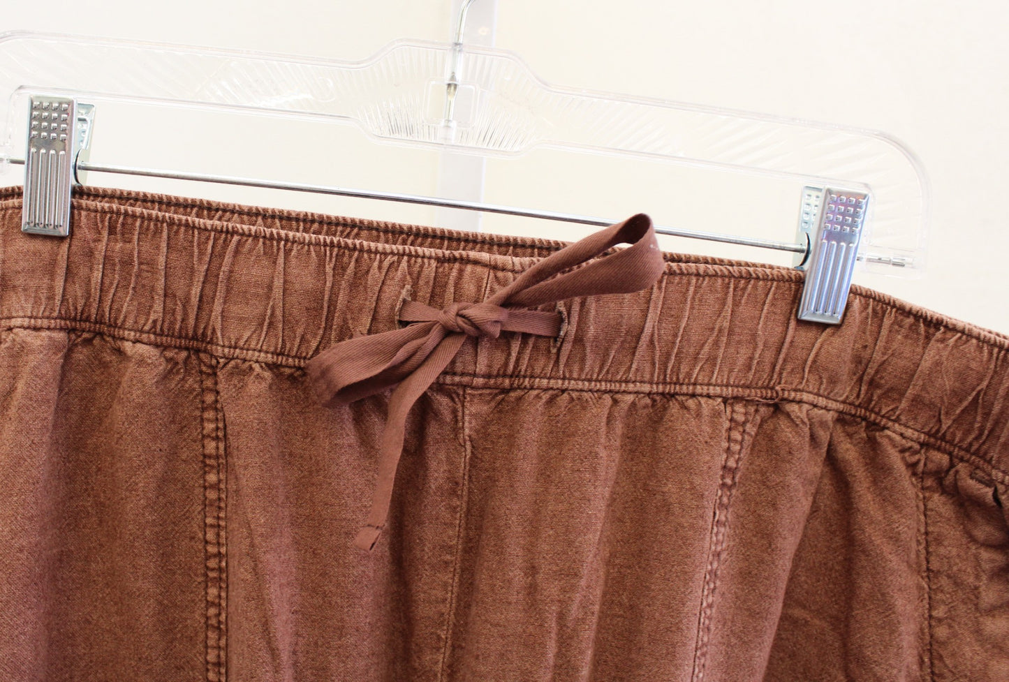 Pilcro Anthropologie Rust Brown Linen Blend Drawstring Ankle Pants Size L Crop