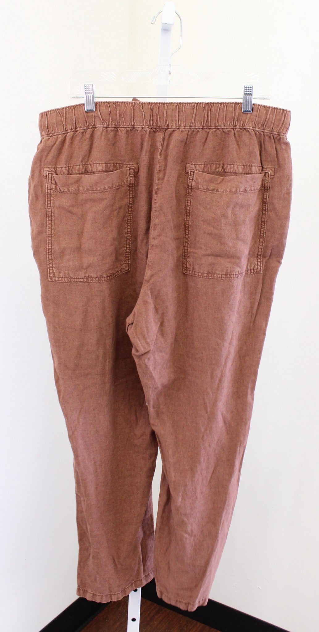 Pilcro Anthropologie Rust Brown Linen Blend Drawstring Ankle Pants Size L Crop