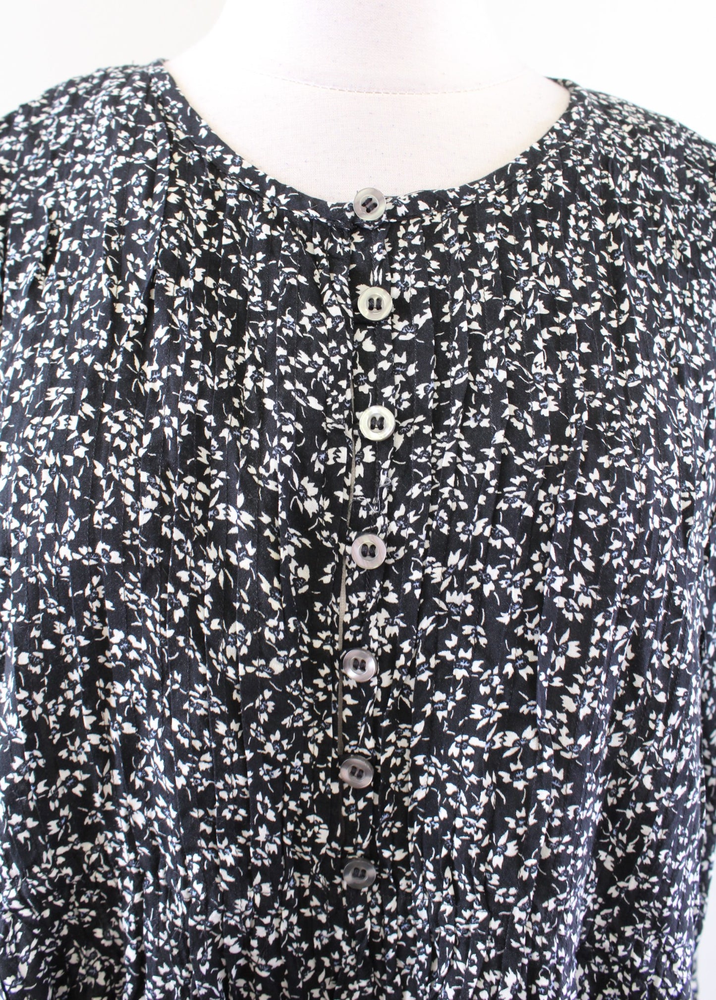 Free People One Fine Day Black White Ditsy Floral Mini Tunic Dress Size XS
