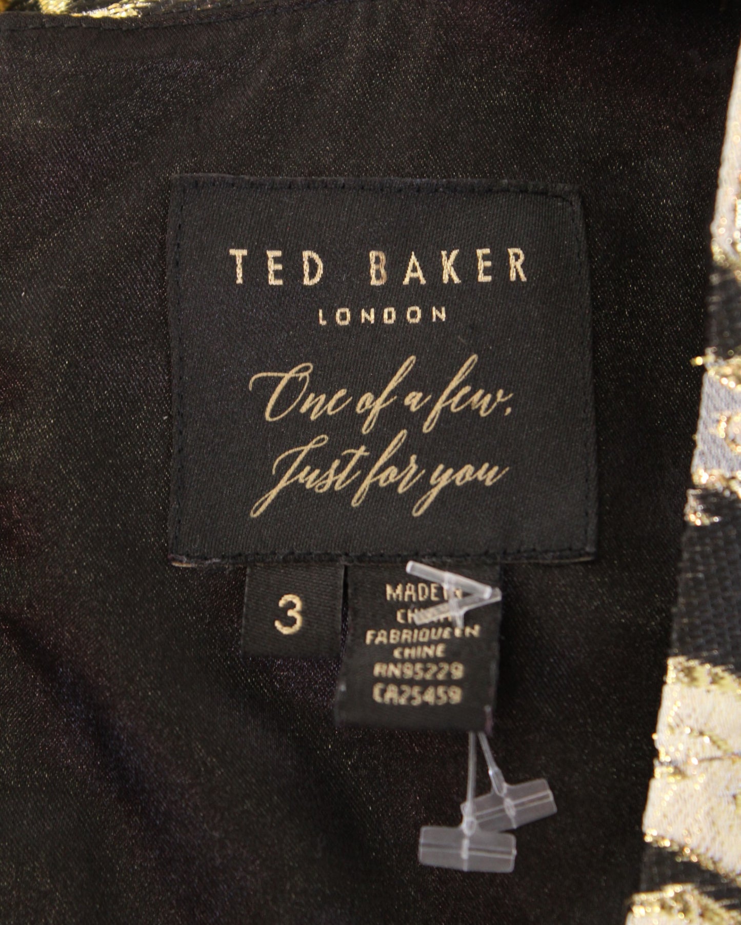 Ted Baker Black Gold Metallic Paisley Print Fit & Flare Cocktail Evening Dress 3