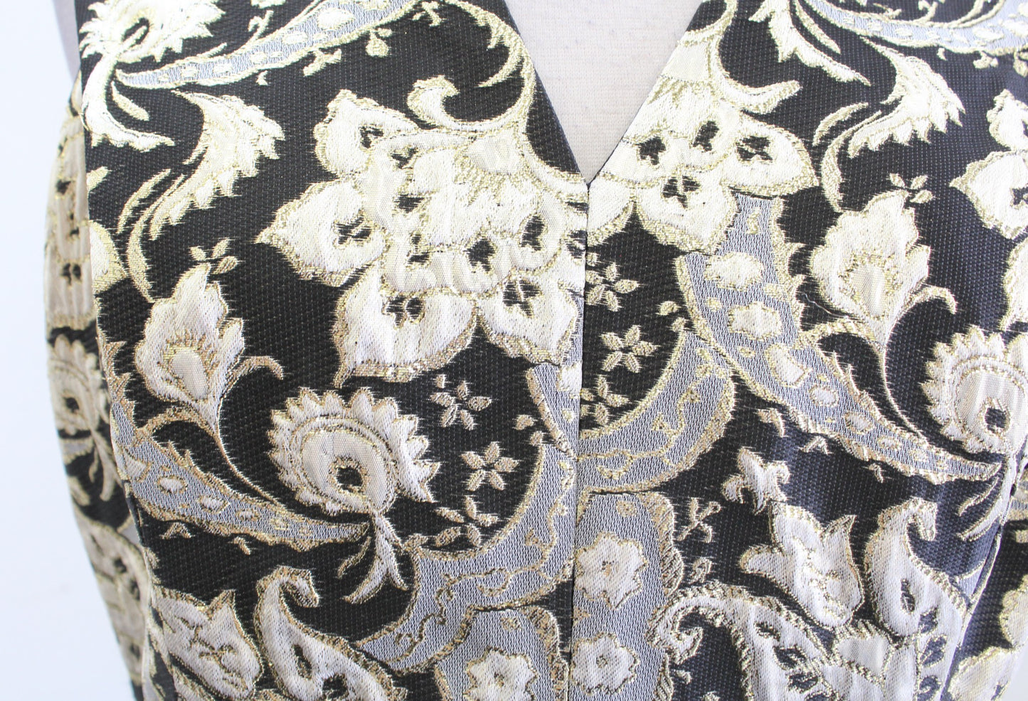 Ted Baker Black Gold Metallic Paisley Print Fit & Flare Cocktail Evening Dress 3