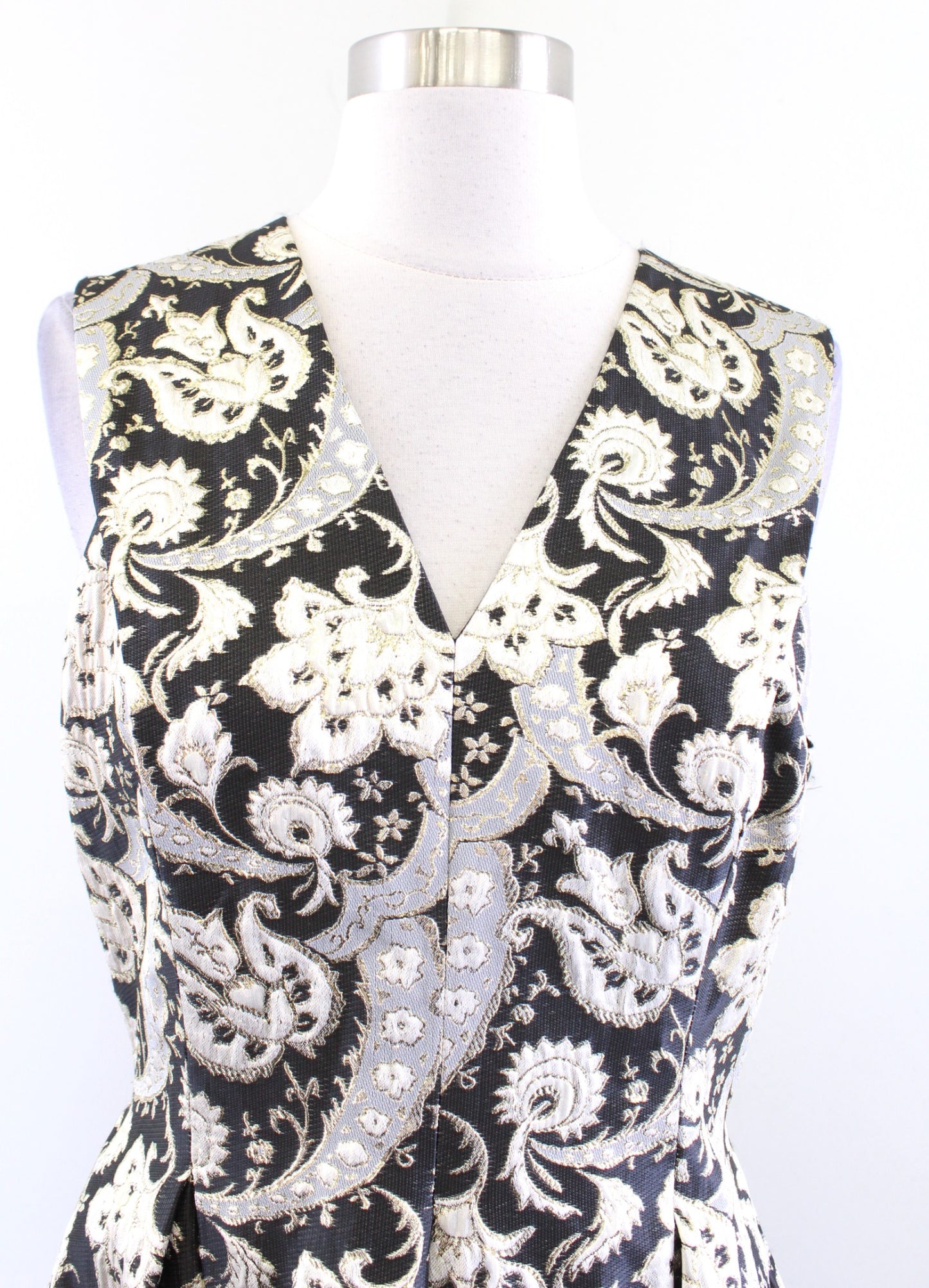 Ted Baker Black Gold Metallic Paisley Print Fit & Flare Cocktail Evening Dress 3