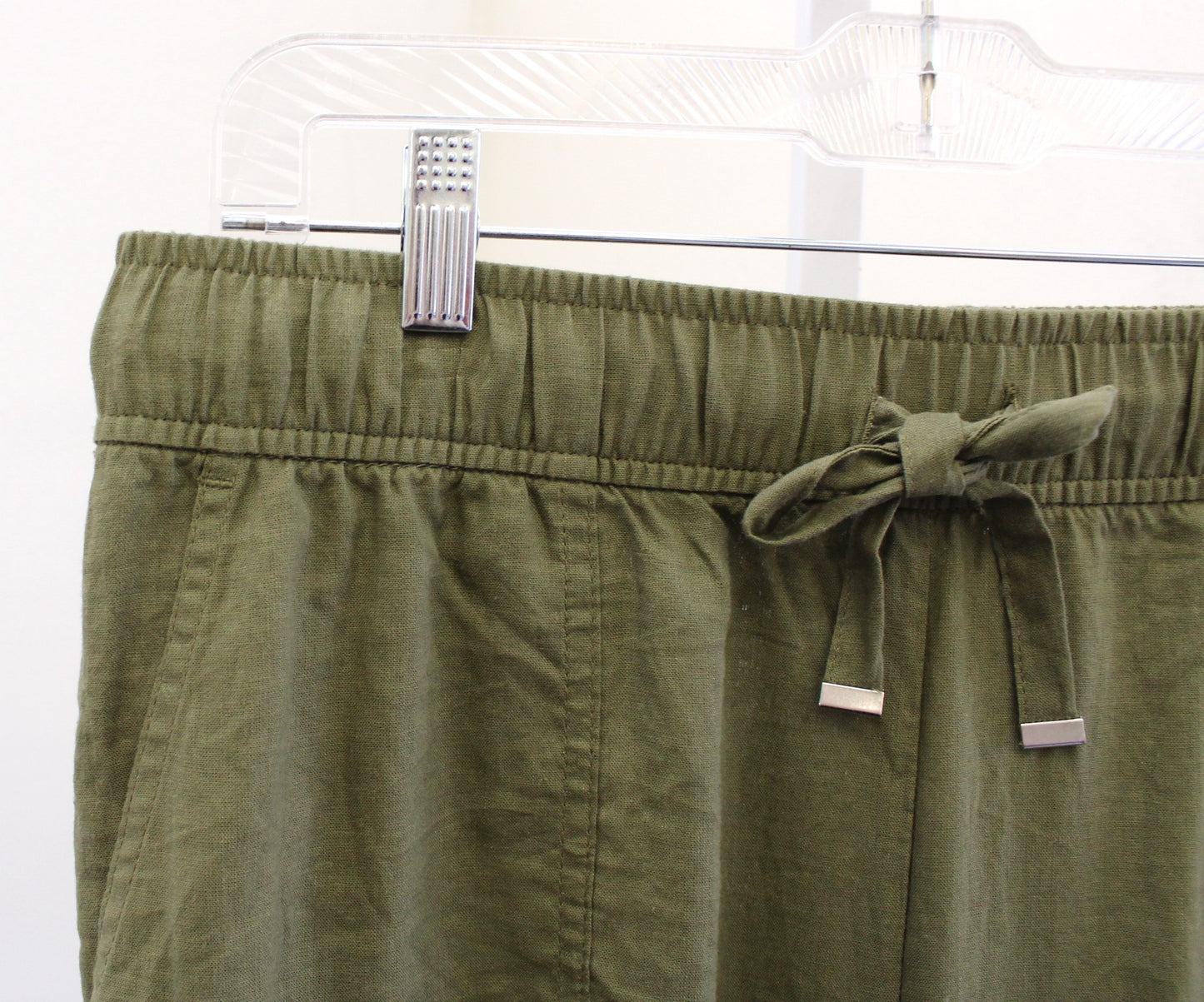 NWT Zara Womens Linen Blend Wide Leg Drawstring Waist Pull On Pants Size L