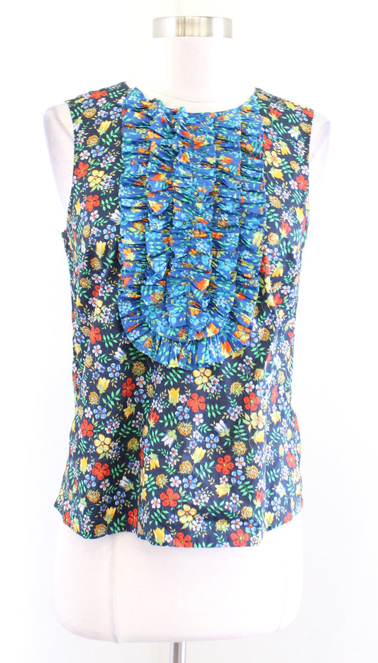 J Crew Liberty of London Ruffle Bib Tank Top Blouse in Edenham Floral Size 2