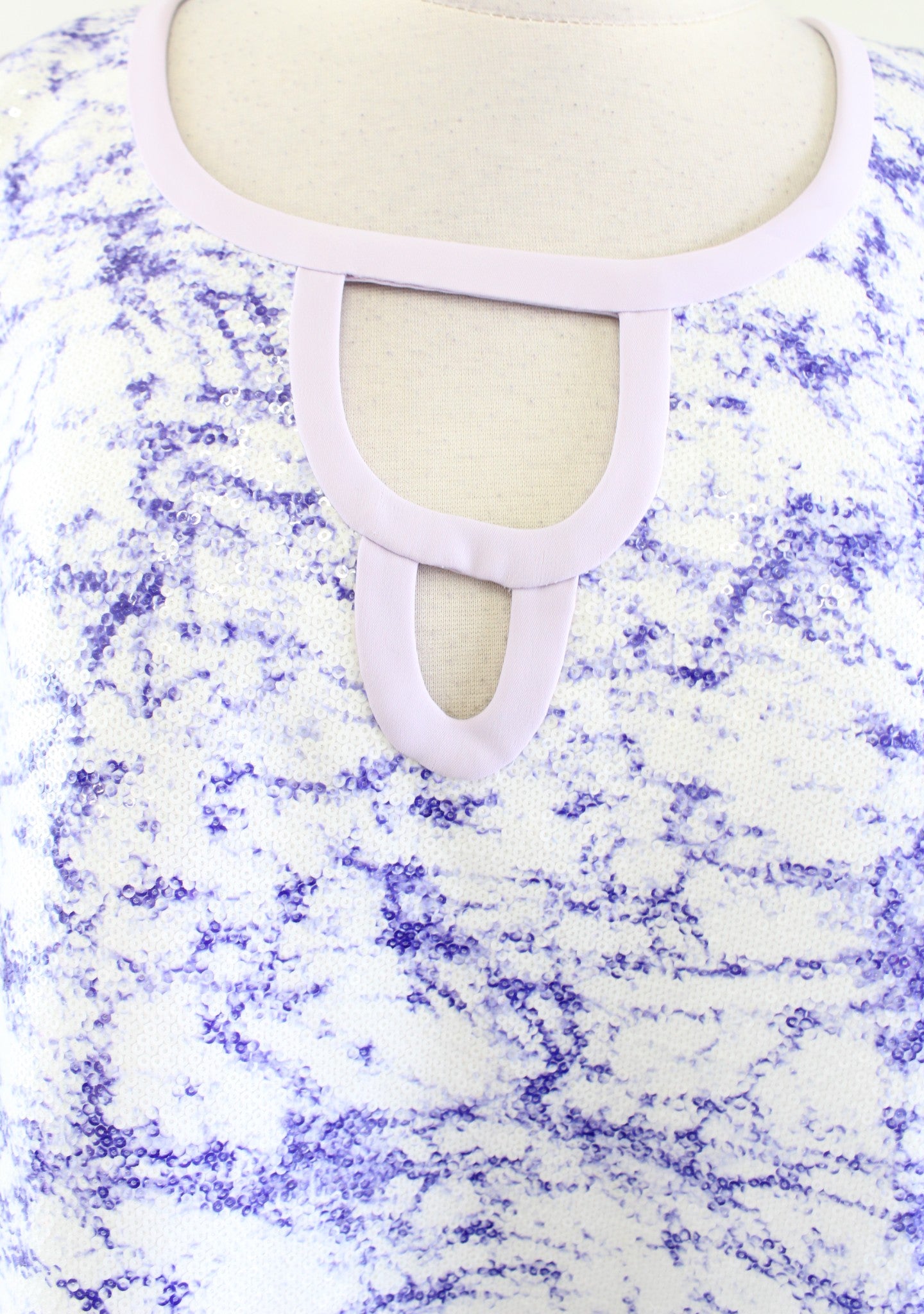 Diane Von Furstenberg Laci Purple White Sequin Hi Lo Tank Top Blouse Tie Dye 14