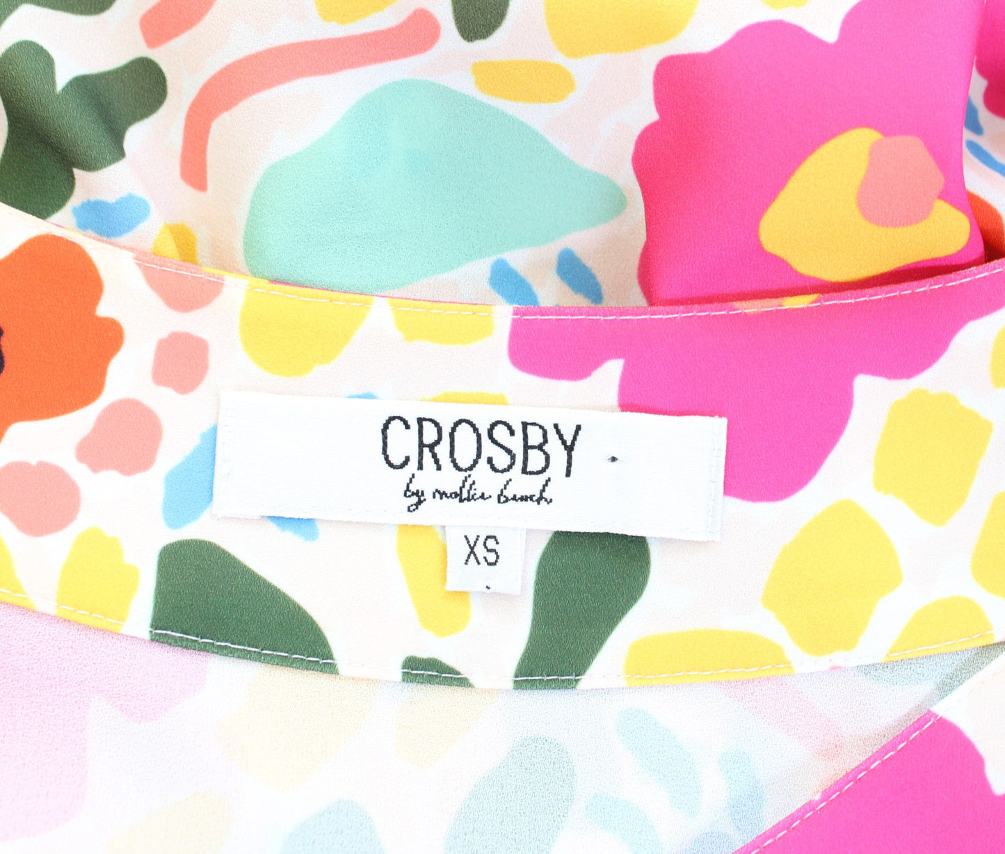 Crosby by Mollie Burch Bright Colorful Floral Print Top Blouse Size XS V Neck