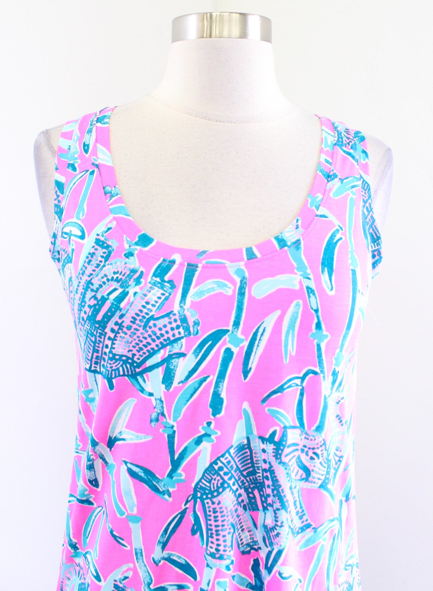 Lilly Pulitzer Raylee Pink Elephant Print Mini Tank Dress sz XXS 2XS Extra Lucky