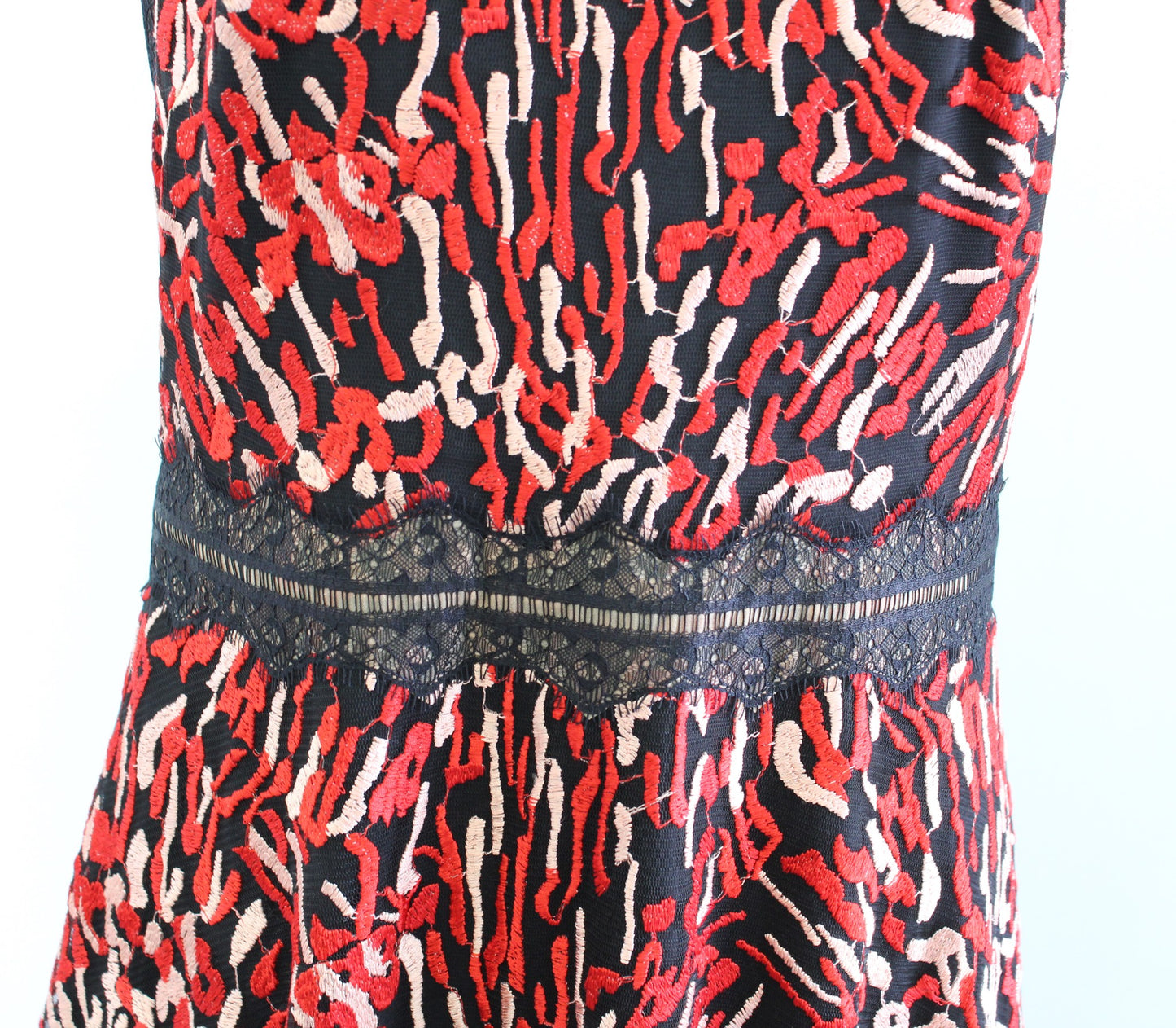 Tadashi Shoji Ariel Embroidered Lace Fit and Flare Evening Cocktail Dress Red 10