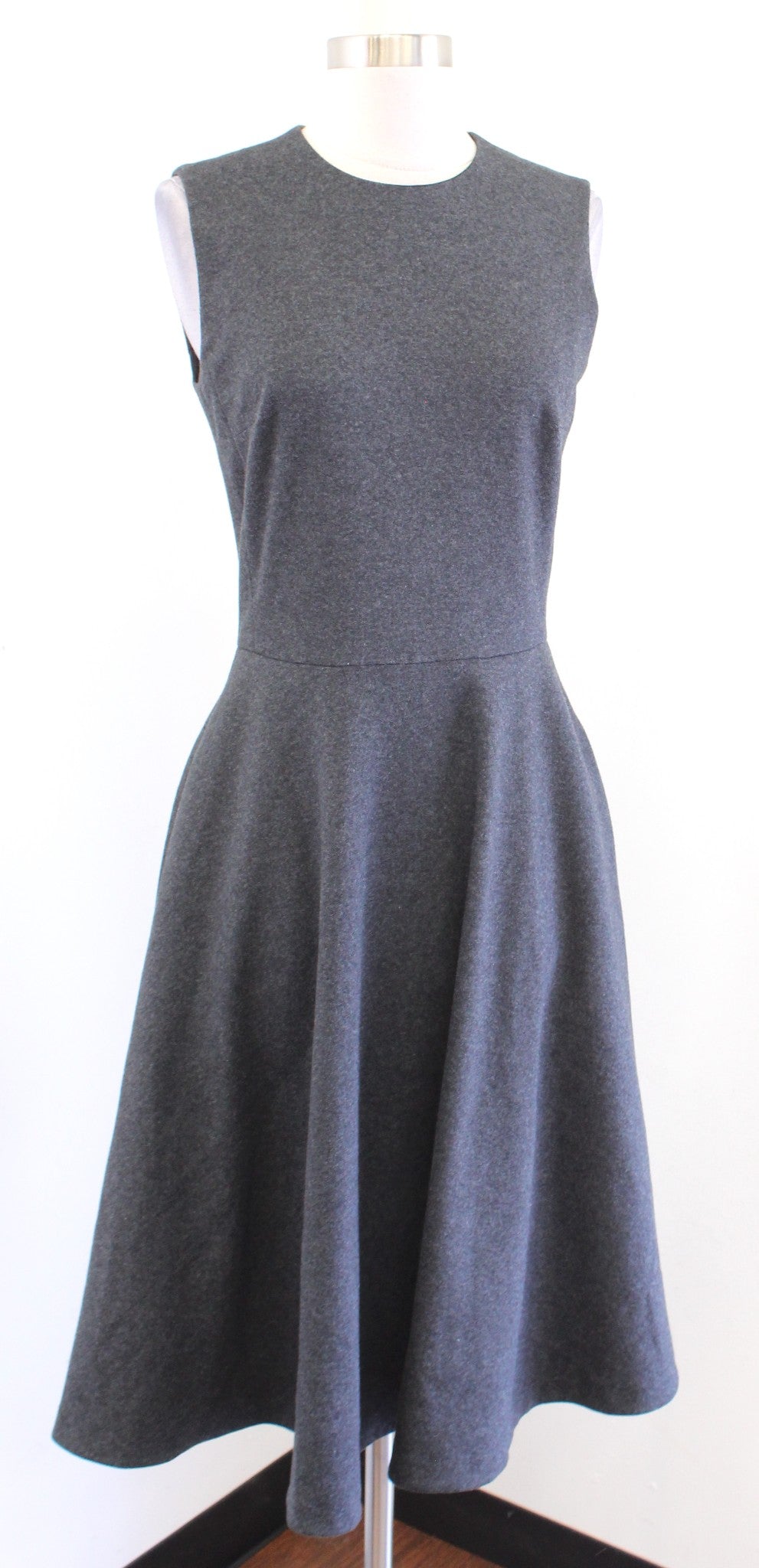 Polo Ralph Lauren Womens Charcoal Gray Fit and Flare Dress Size 2 Midi Career