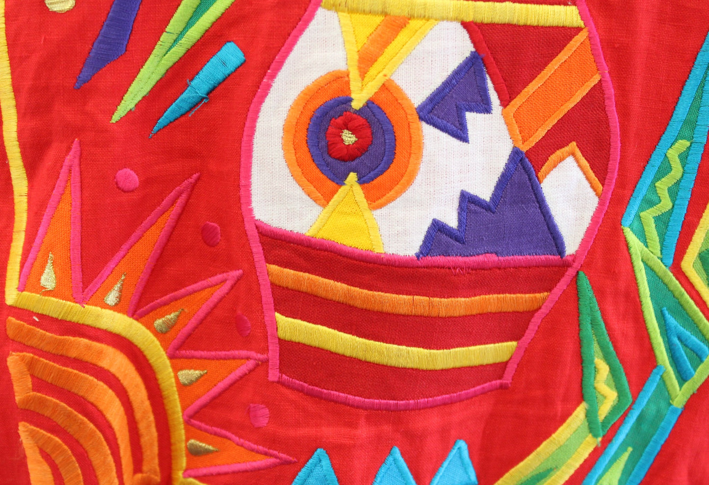 Vtg 90s Red Linen Embroidered Geometric Floral Linen Jacket Size 6 Bomber Retro