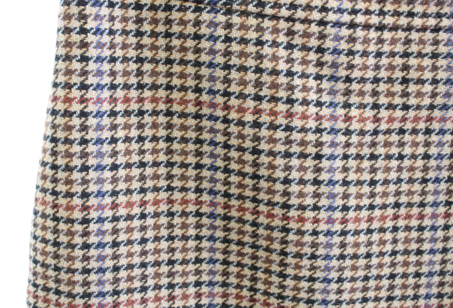 NWT J Crew Factory Houndstooth Plaid Wool Blend Mini Skirt Size 8 Pencil Tan