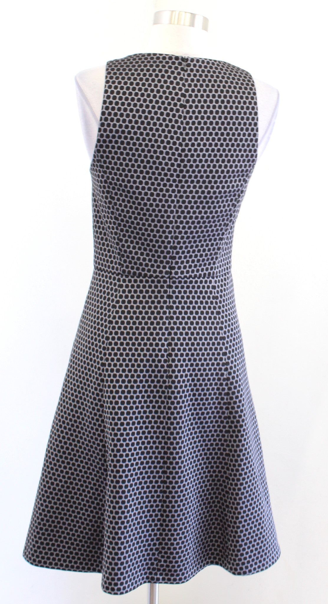 Theory Trekana Compass Knit Polka Dot Jacquard Fit and Flare Dress Size 4 Black