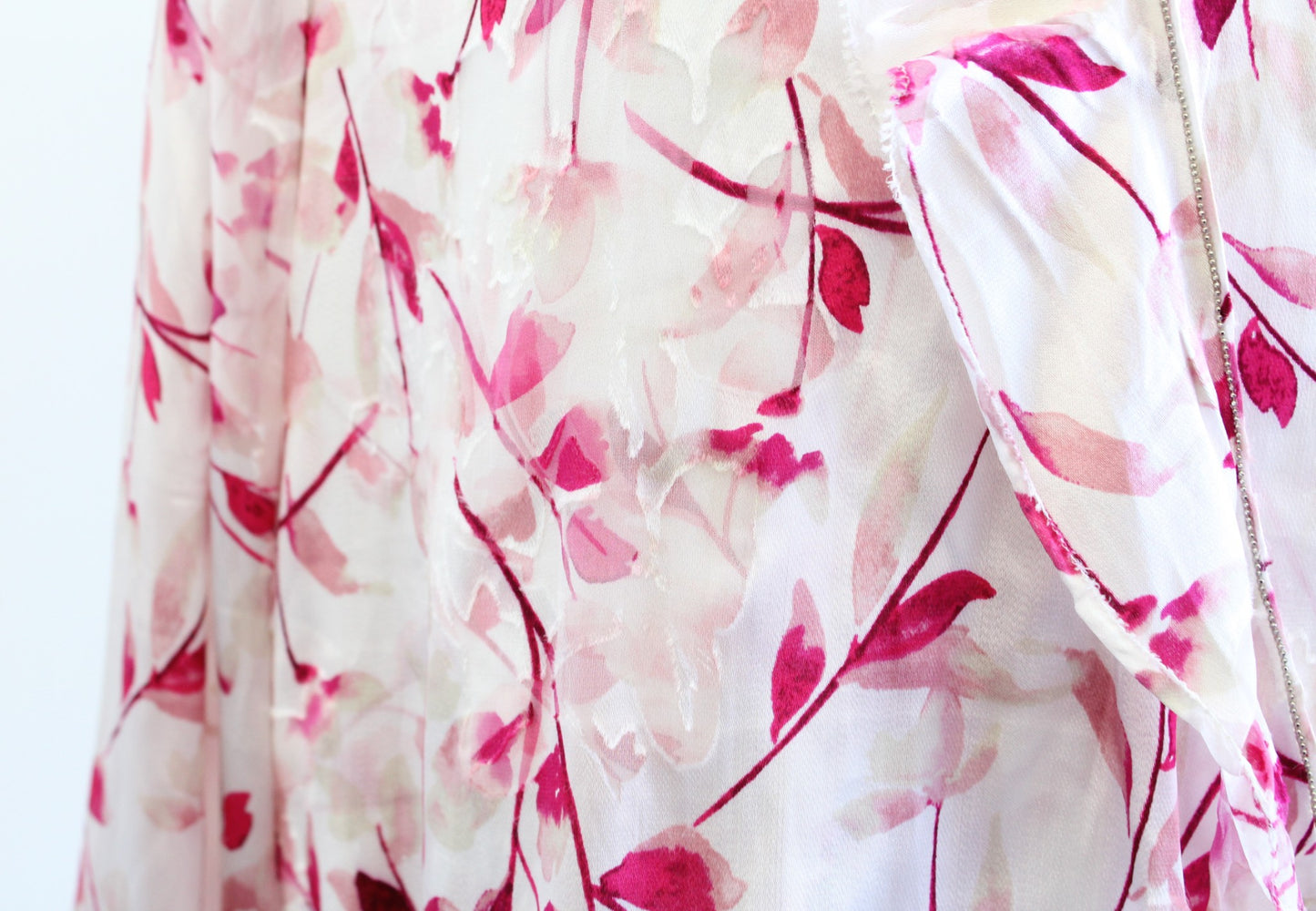 NWT White House Black Market Pink Burnout Floral Surplice Ruffle Top Blouse Sz 4 Long Sleeve