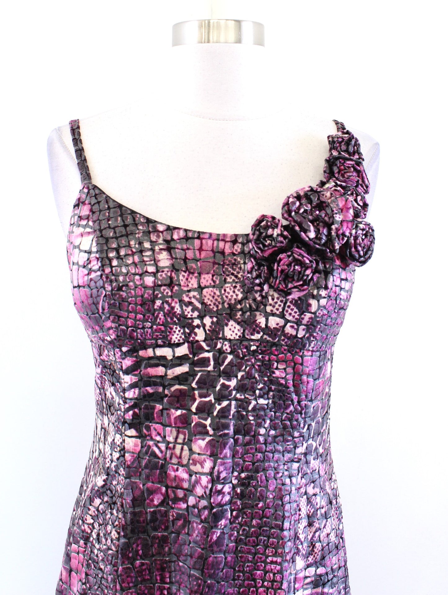 Muse Boston Proper Burnout Snakeskin Print Ruffle Rosette Sheath Dress Size 4
