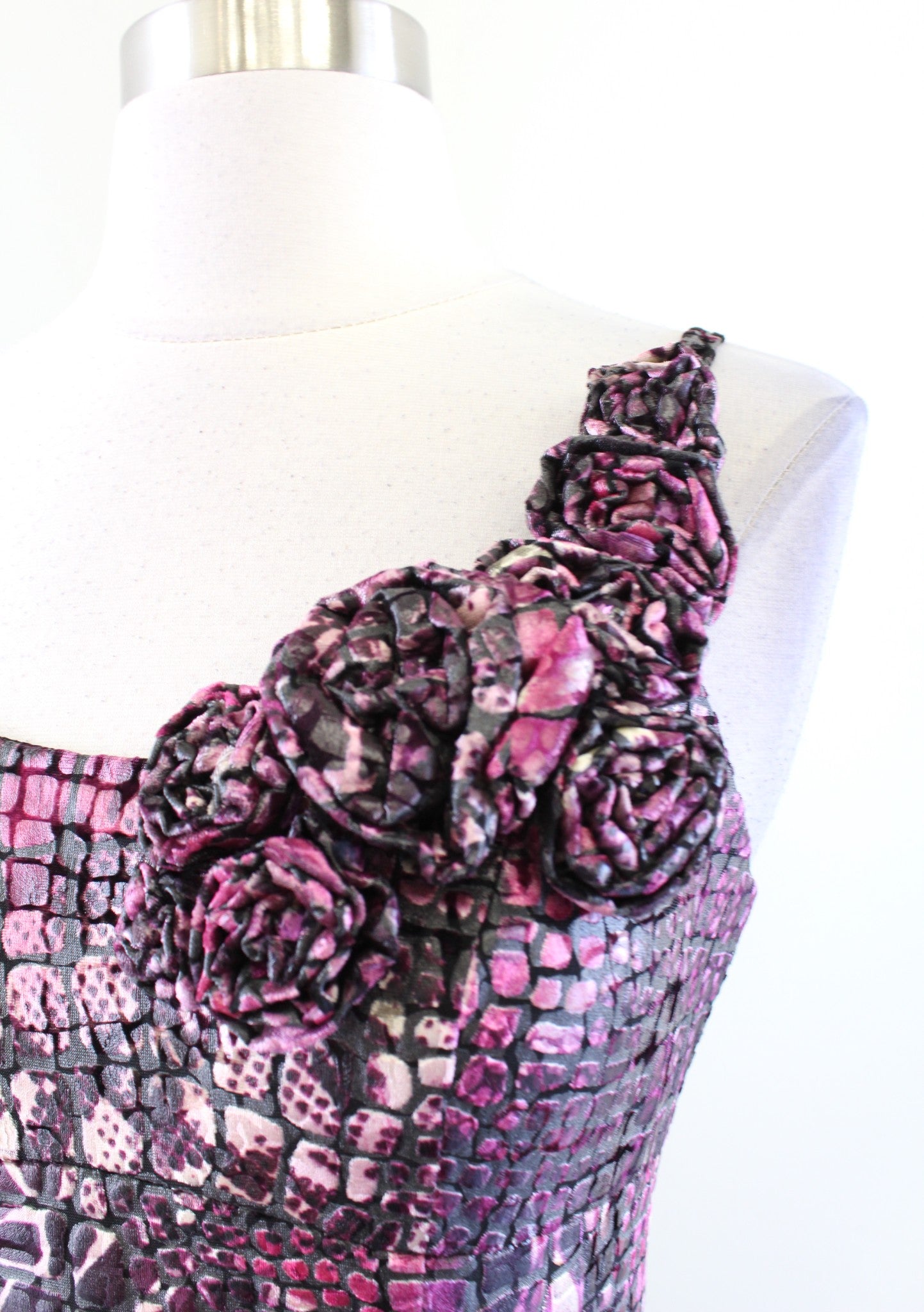 Muse Boston Proper Burnout Snakeskin Print Ruffle Rosette Sheath Dress Size 4