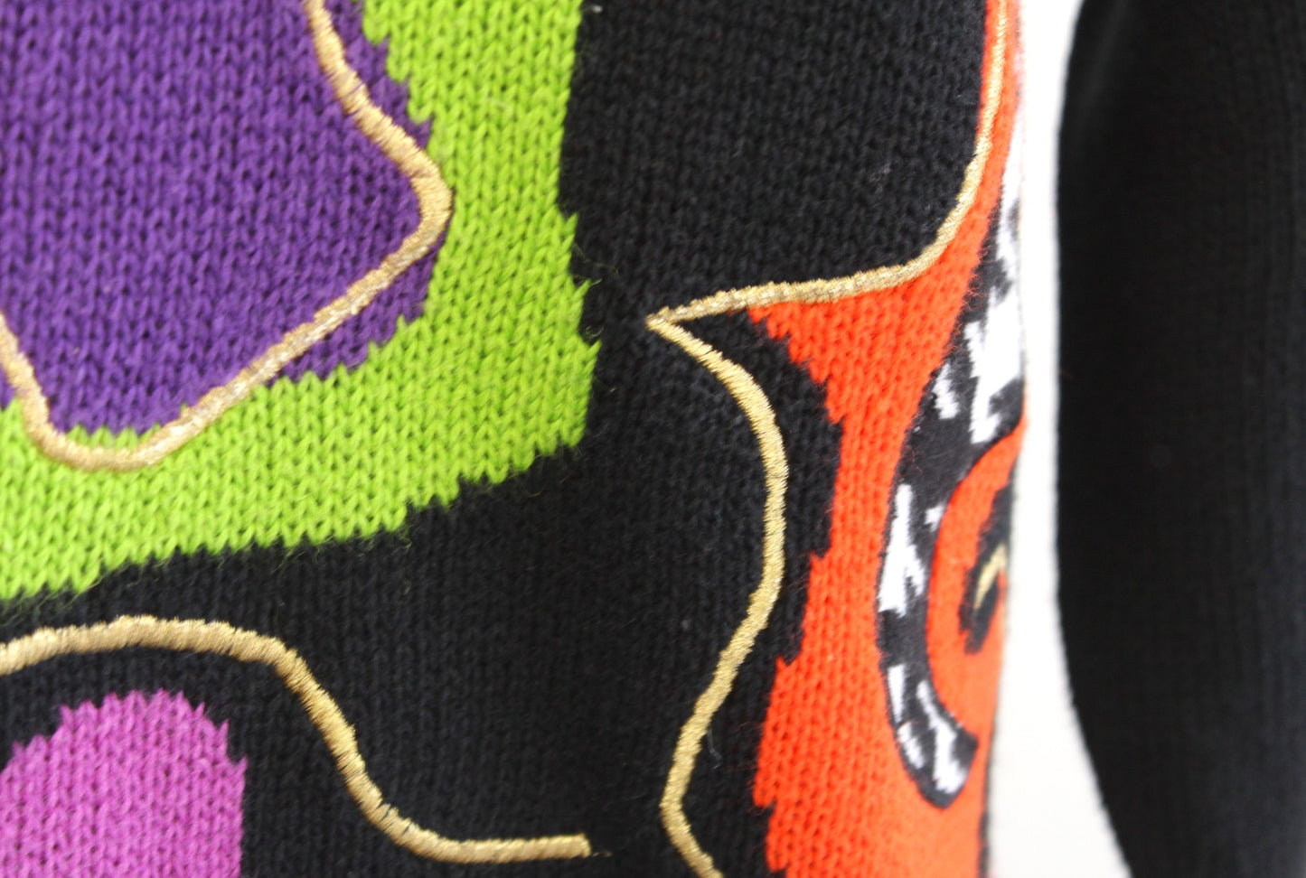 Vtg 90s Black Colorful Geometric Houndstooth Turtleneck Sweater XS Embellished