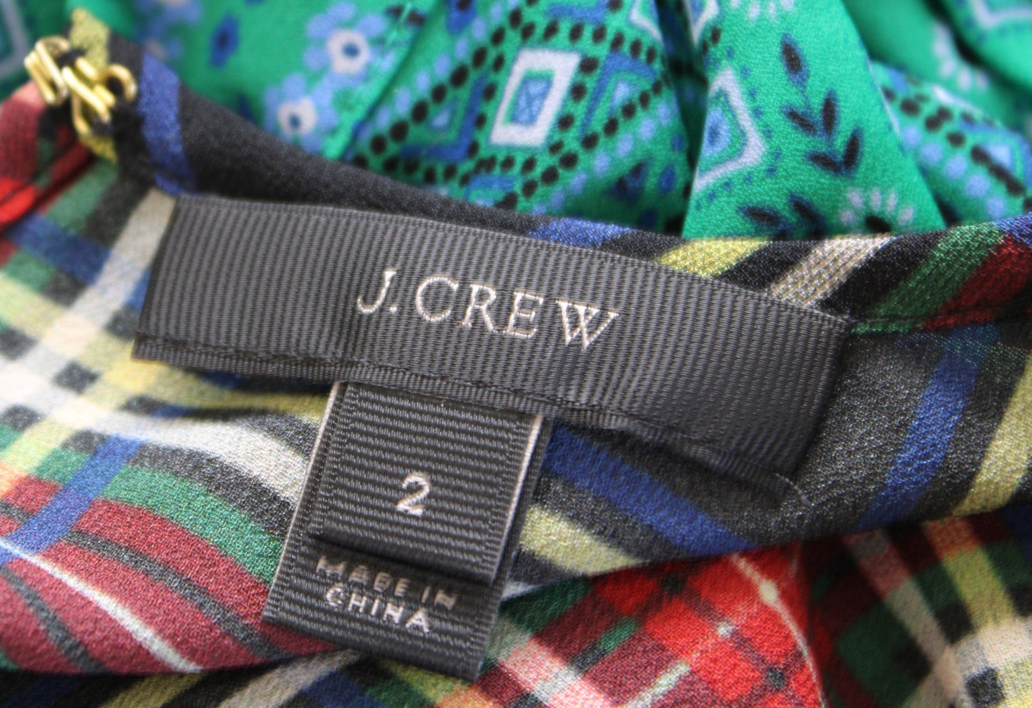 J Crew Edie Ruffle Top in Stewart Tartan Plaid Size 2 Black Red Popover Blouse Short Sleeve