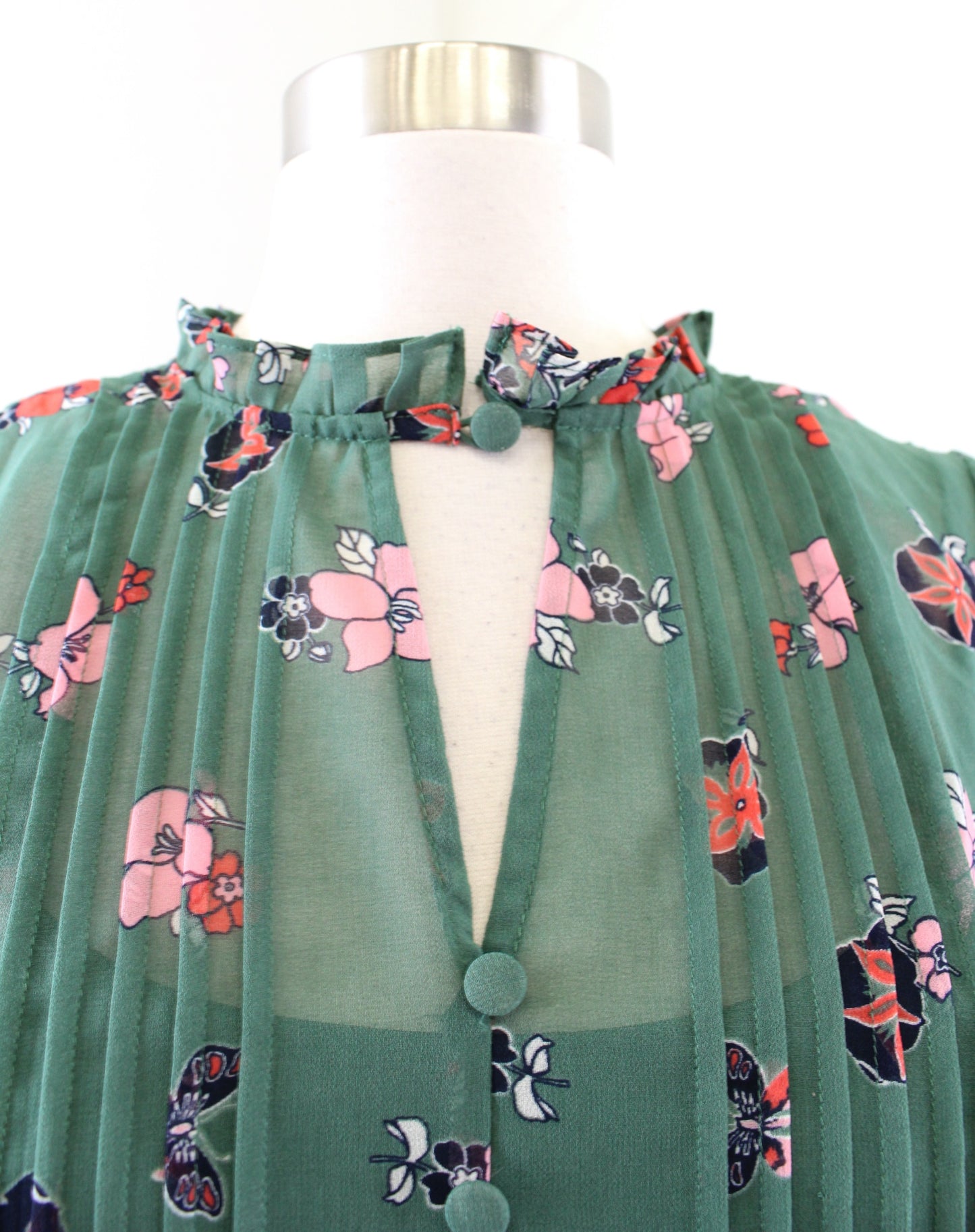 Modcloth Oh Say Can You Museum Green Butterfly Floral Print A Line Dress Size M