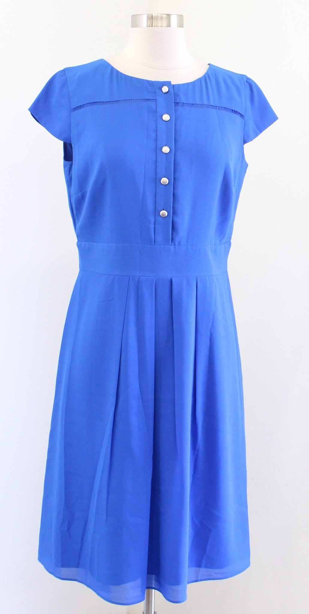 Tahari ASL Levine Royal Blue Cap Sleeve Ladder Trim Dress Size 6 Career Office