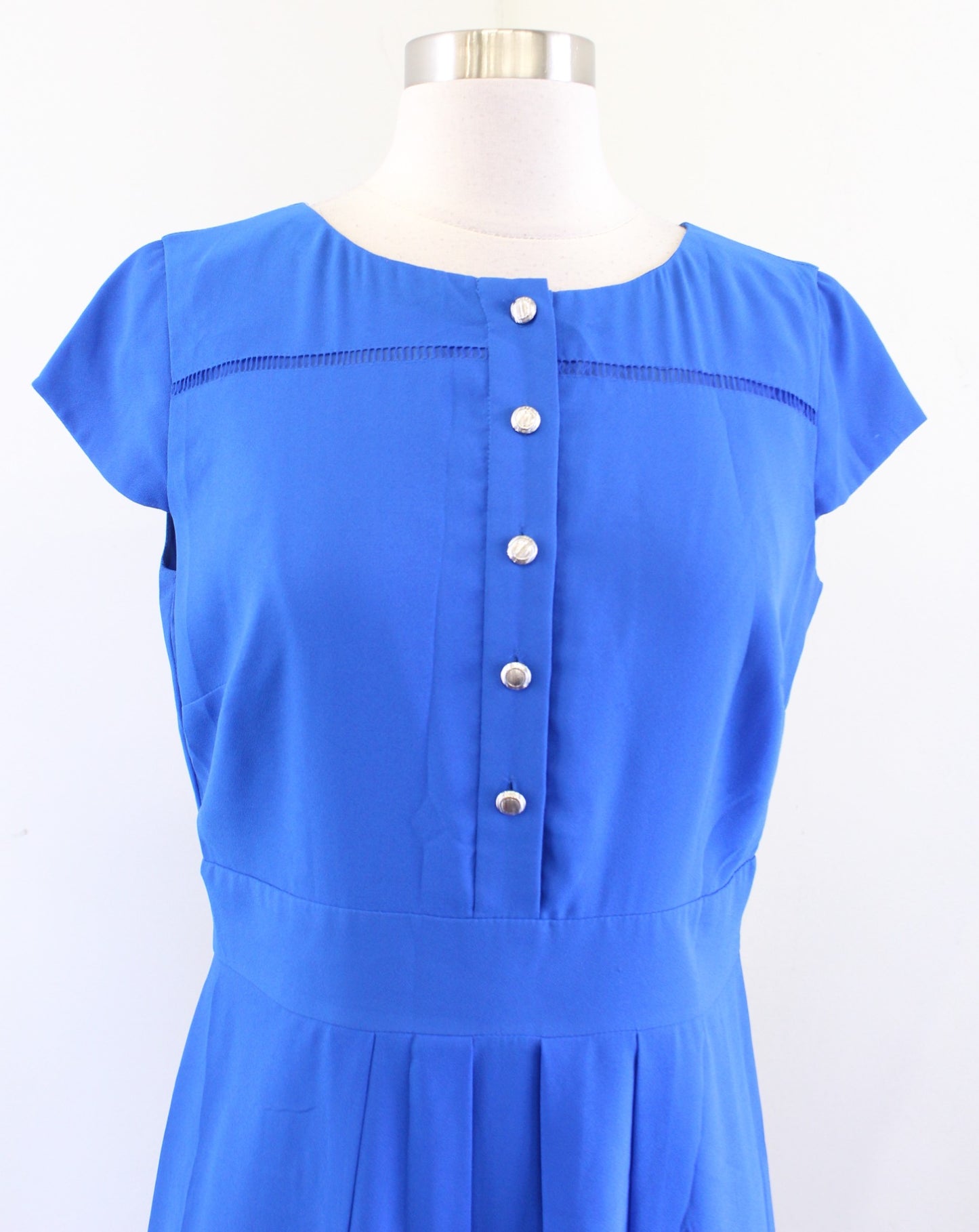 Tahari ASL Levine Royal Blue Cap Sleeve Ladder Trim Dress Size 6 Career Office