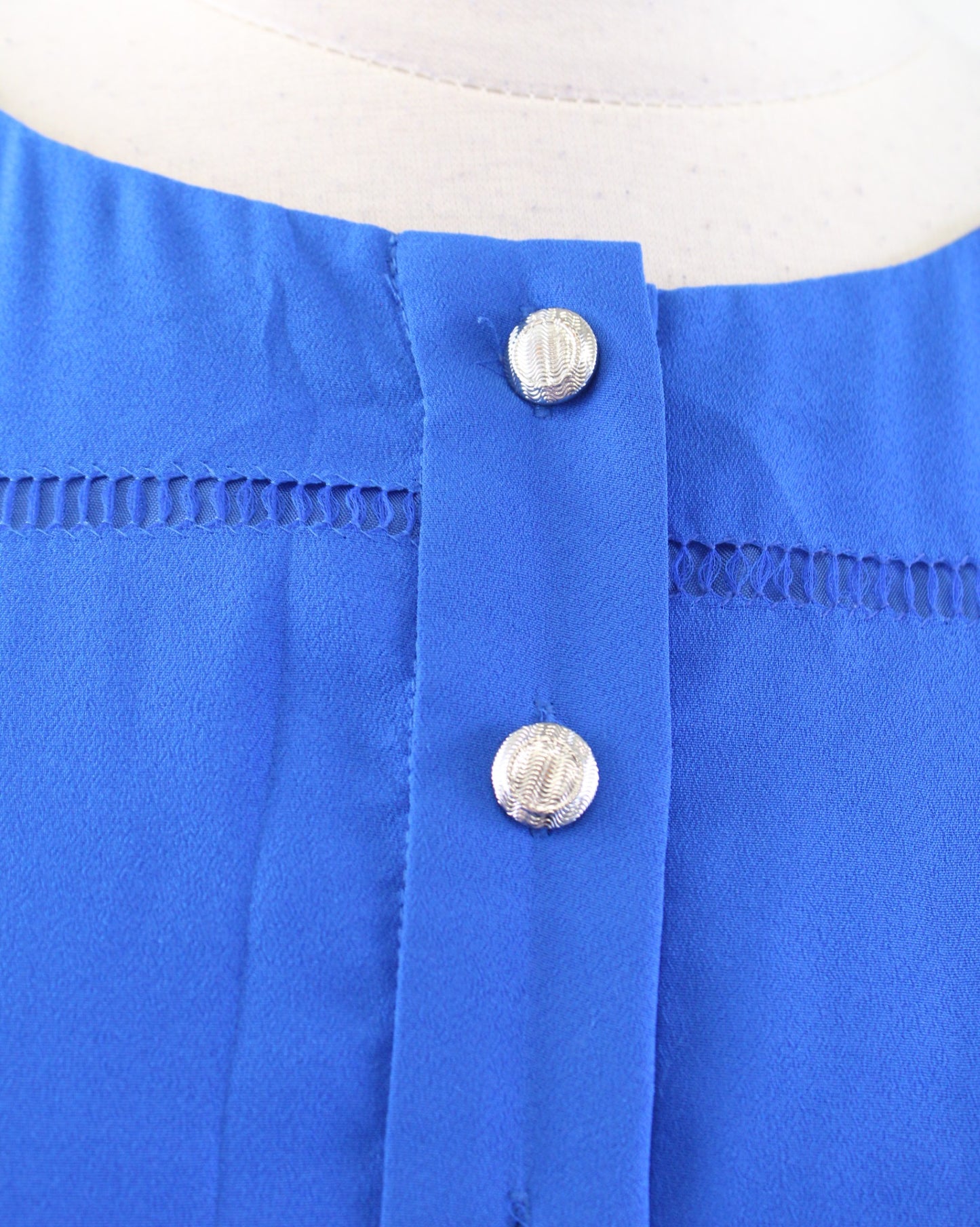 Tahari ASL Levine Royal Blue Cap Sleeve Ladder Trim Dress Size 6 Career Office