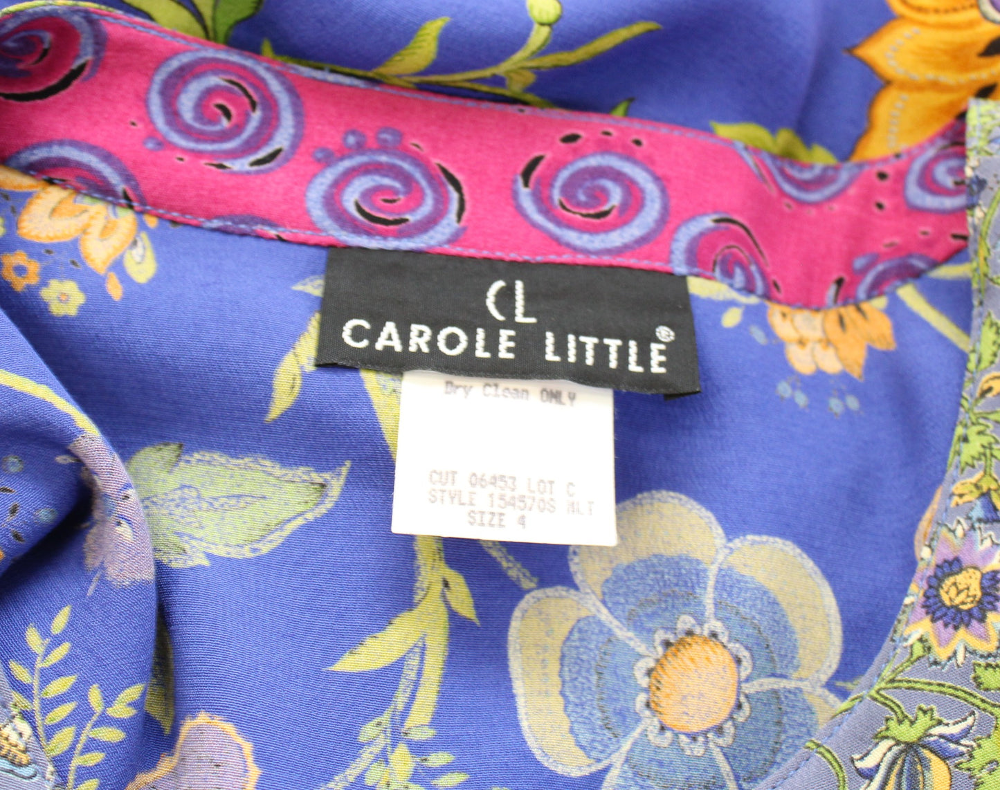 Vtg 90s Blue Patchwork Floral Tie Front Cardigan / Light Topper Jacket Sz 4 Boho